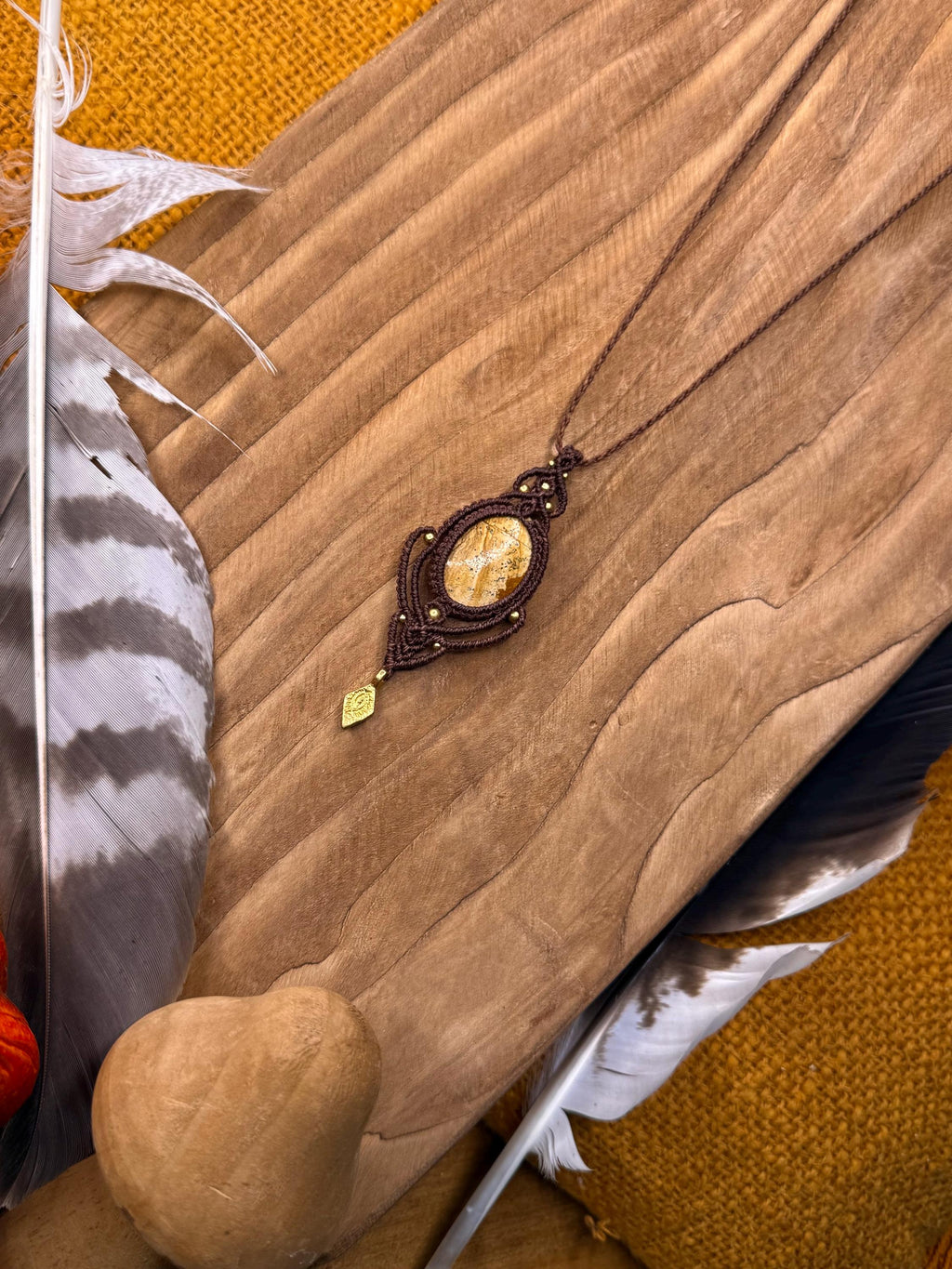 Collier • Pendentif avec une pierre de jaspe paysage • connection à la terre