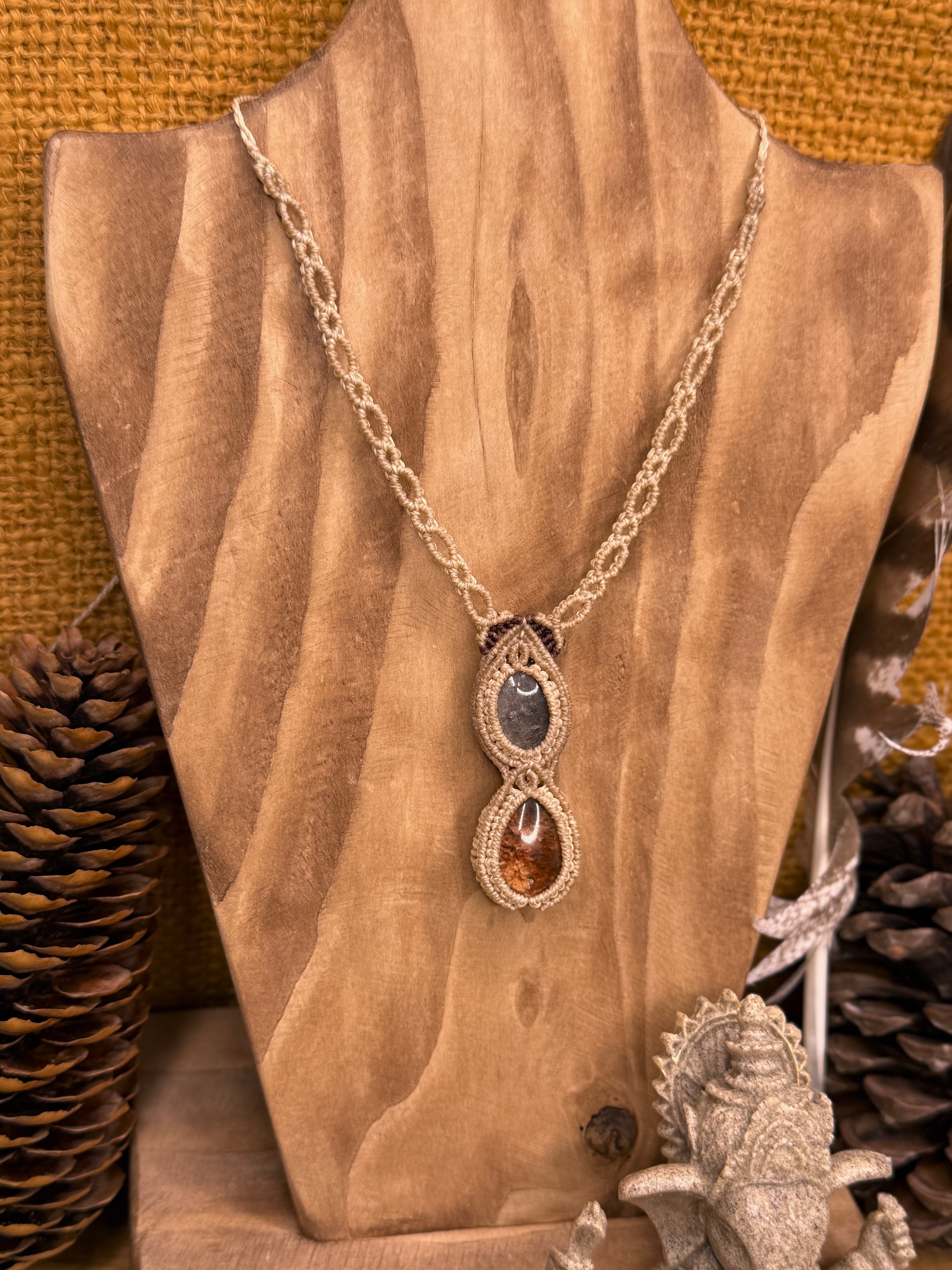 Collier • Lodolite • Obsidienne argenté