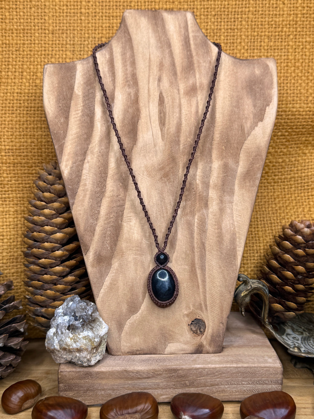 Necklace with two black onyx stones