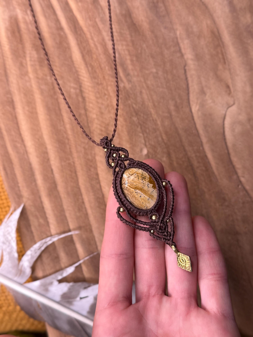 Collier • Pendentif avec une pierre de jaspe paysage • connection à la terre