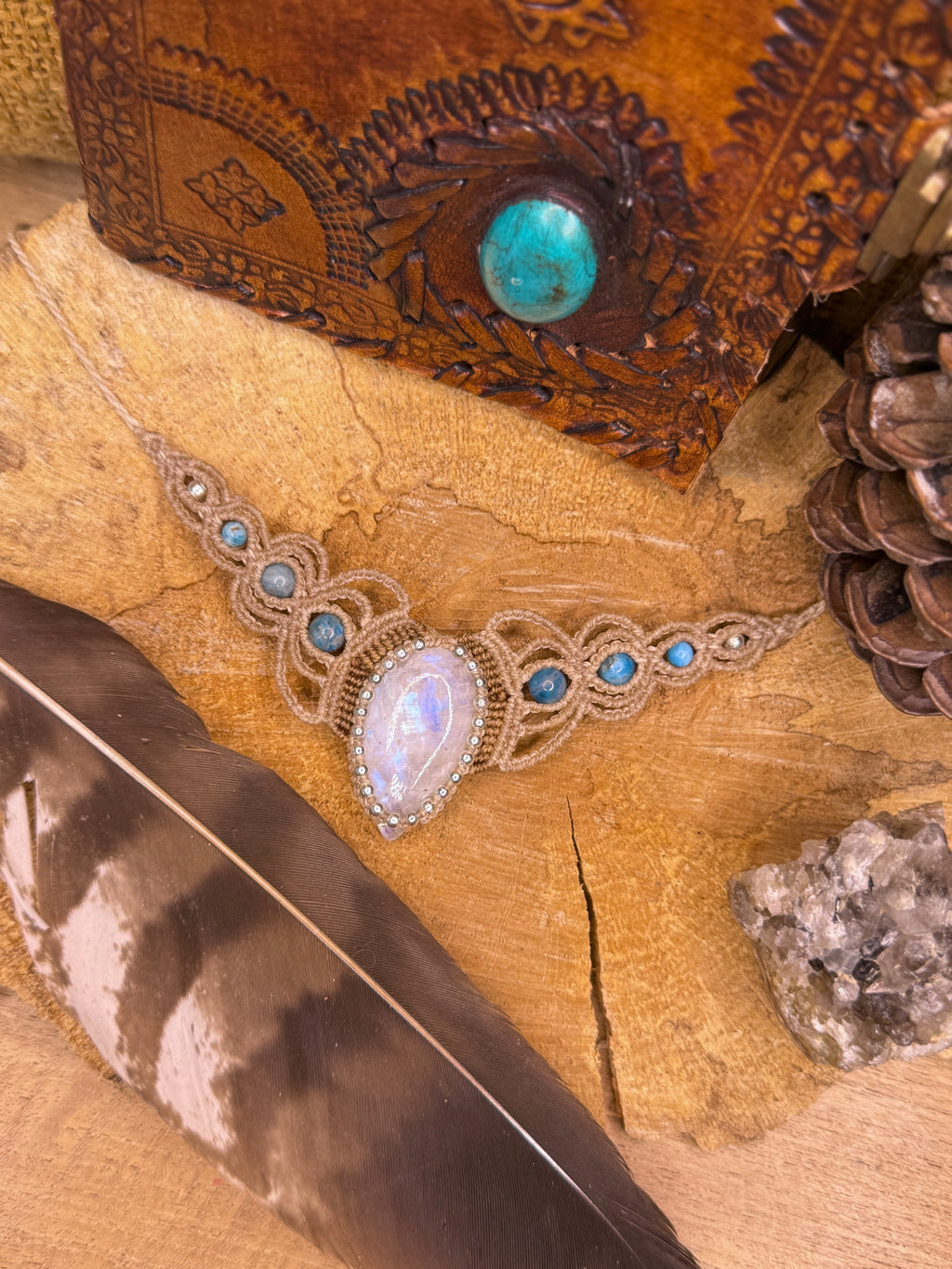 Collier • Pierre de lune • Apatite