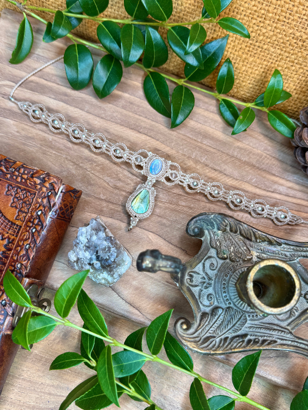 Ras-de-cou pierre de lune et de Labradorite