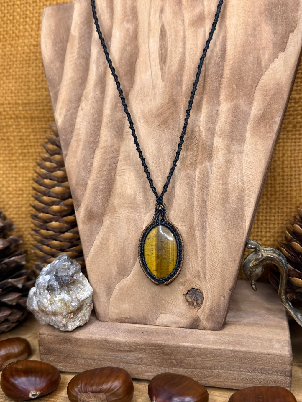 Necklace with two tiger's eye stones