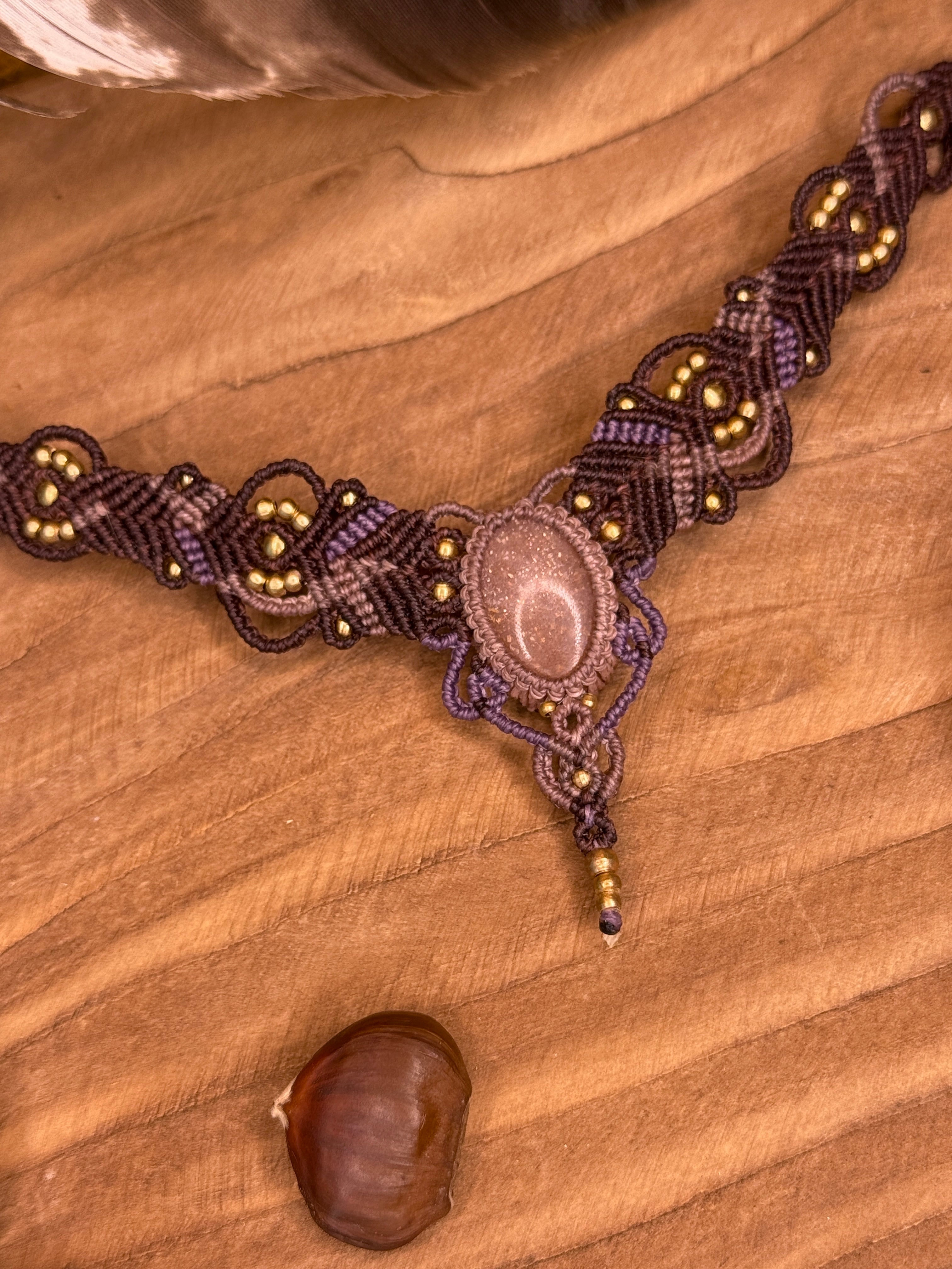 Collier • Ras-de-cou • Pierre lune pêche