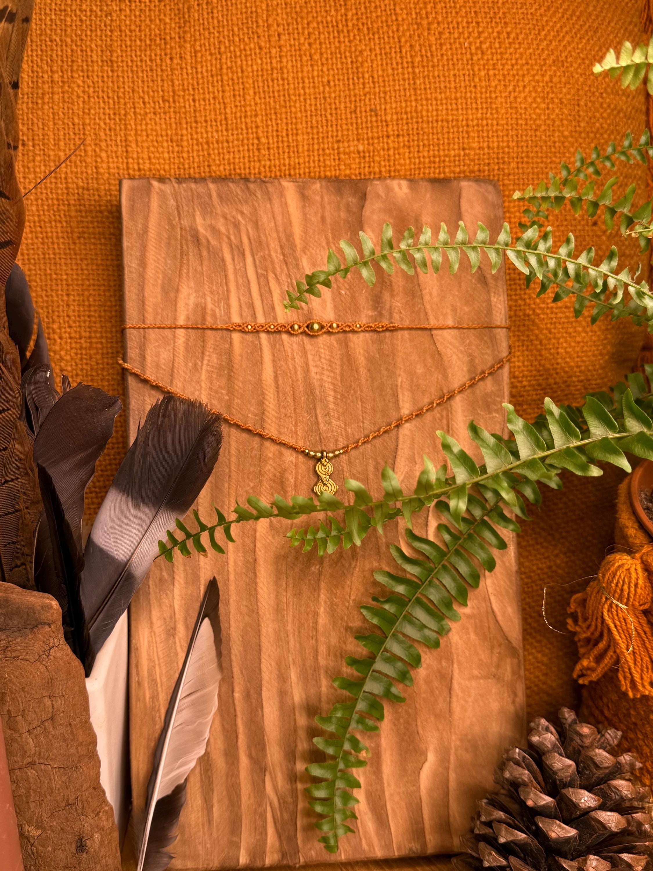 Collier 2 en 1 Tour de cou breloque en laiton (ras de cou - Neckband)