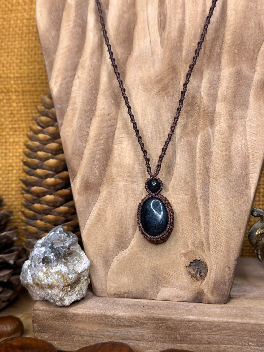 Necklace with two black onyx stones