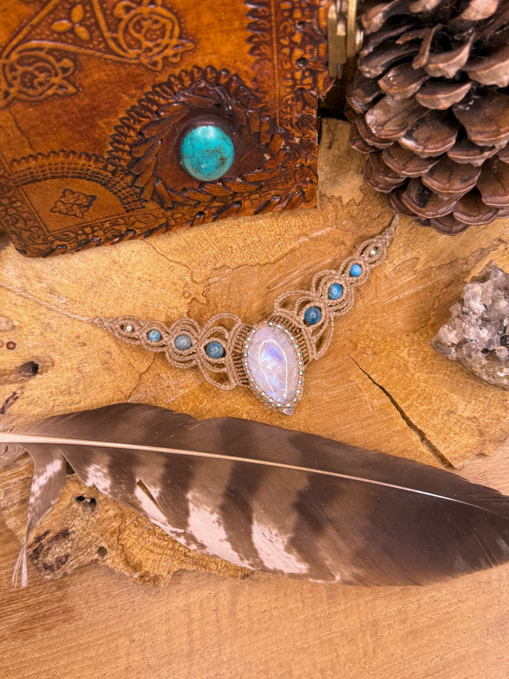 Collier • Pierre de lune • Apatite