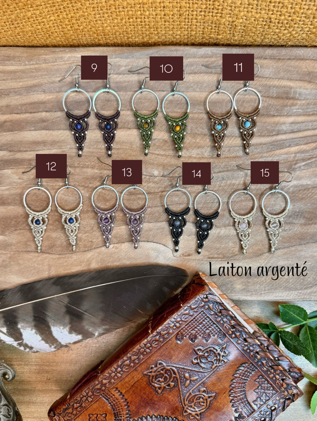 Boucles d’oreilles , perles en pierres naturelles semi-précieuse