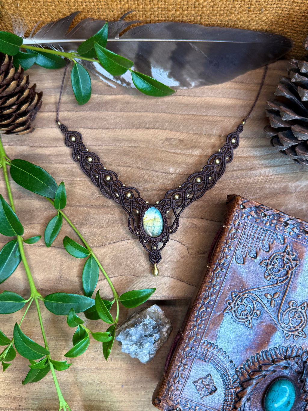 Collier • Labradorite • Marron foncé