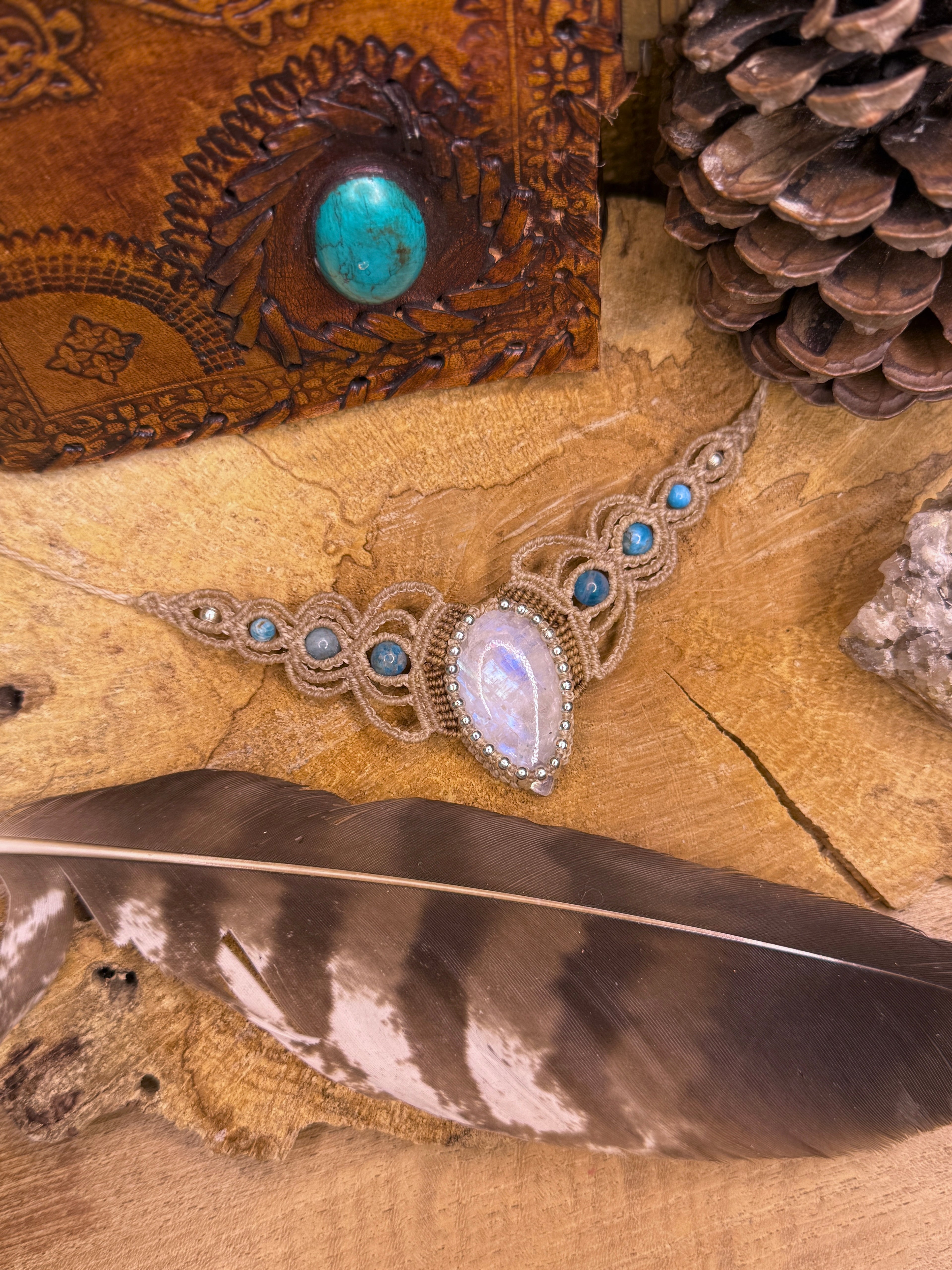 Collier • Pierre de lune • Apatite