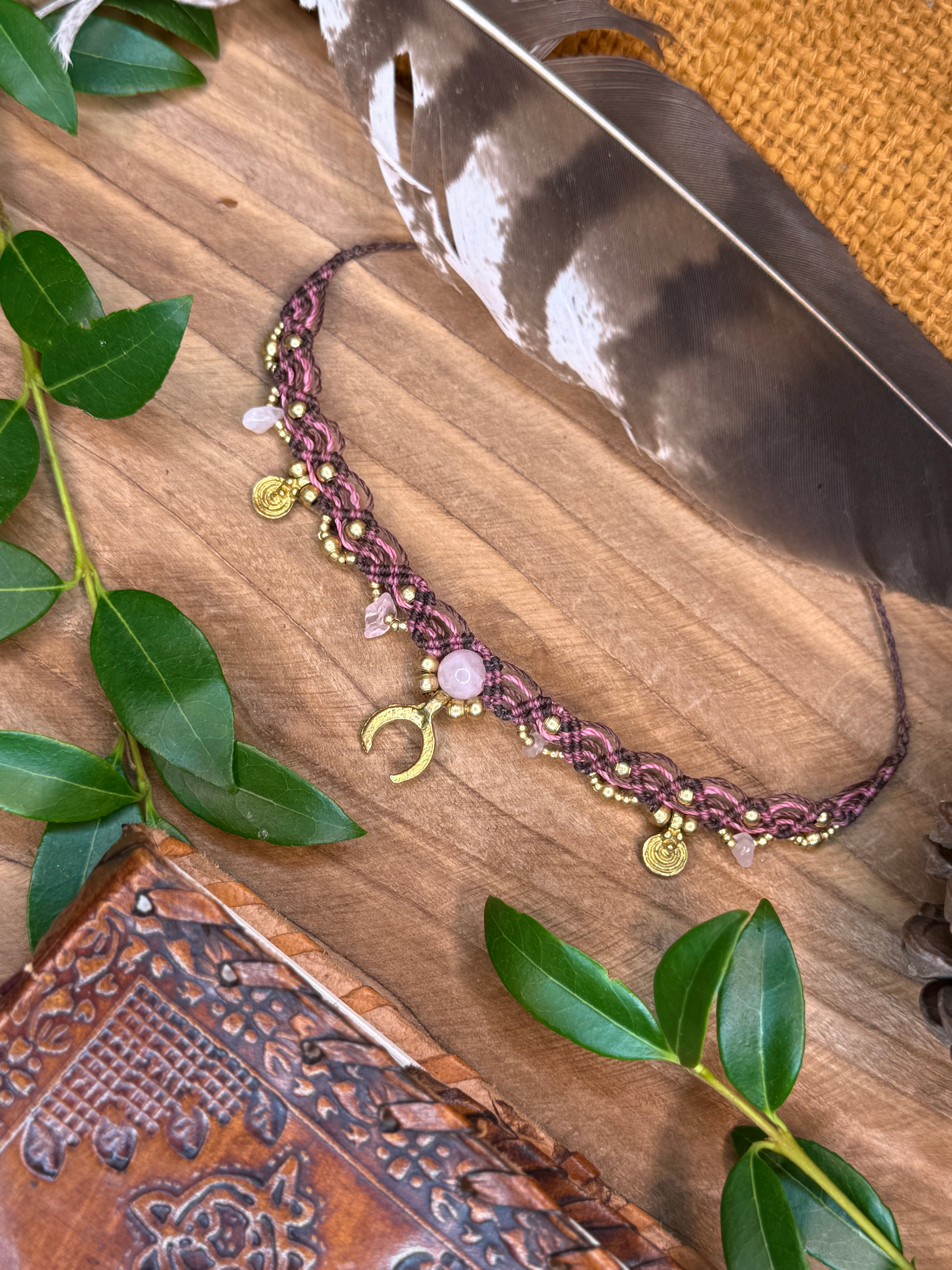 Bracelet de cheville • Quartz rose
