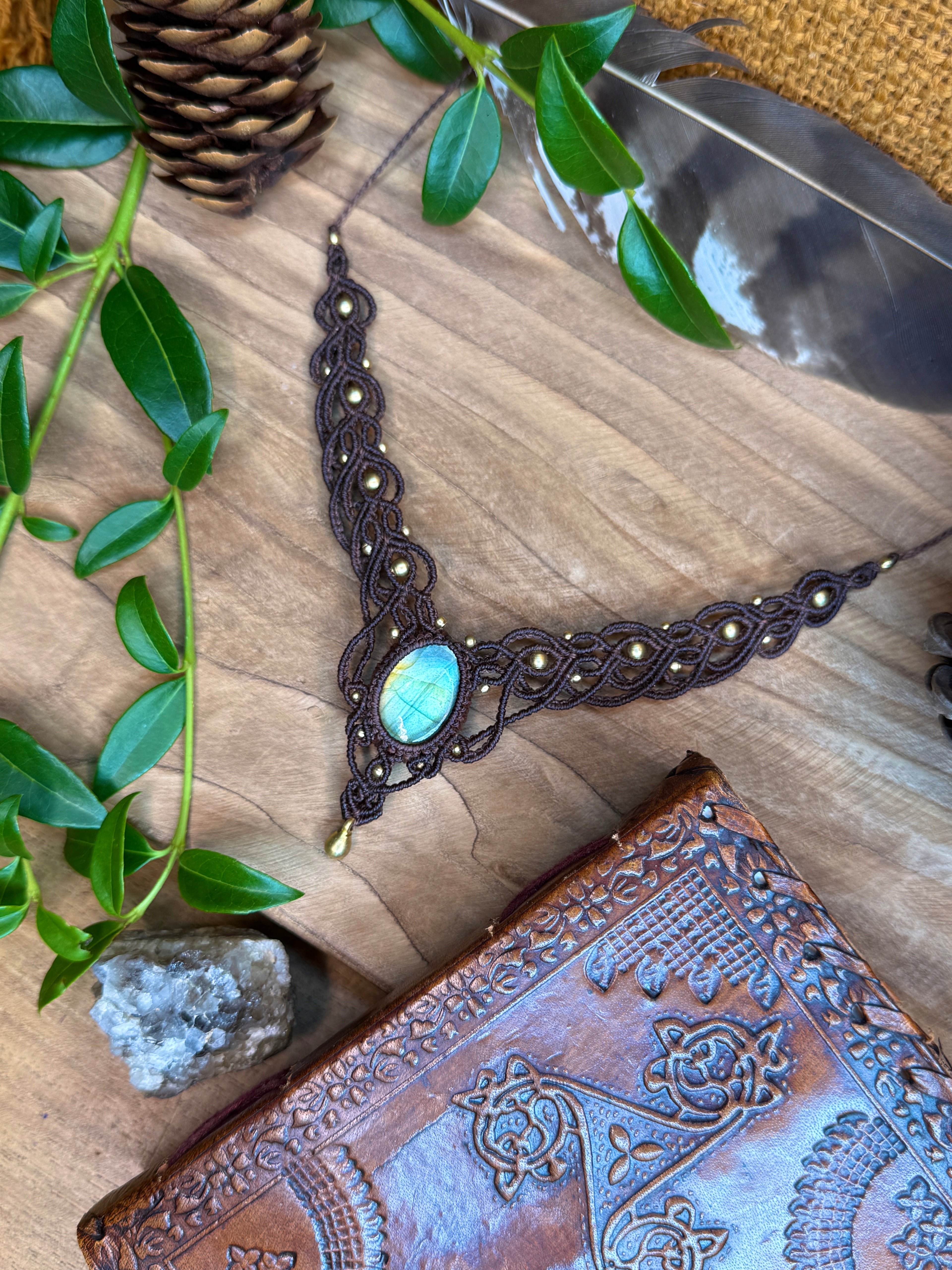 Collier • Labradorite • Marron foncé
