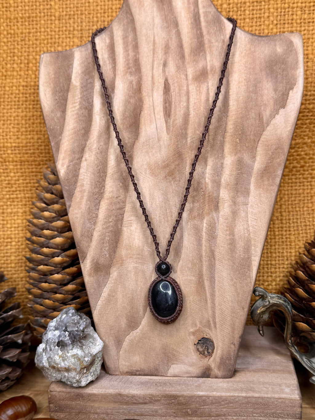Necklace with two black onyx stones