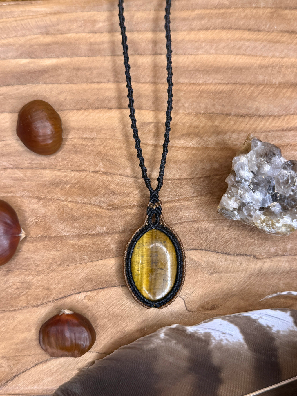 Necklace with two tiger's eye stones
