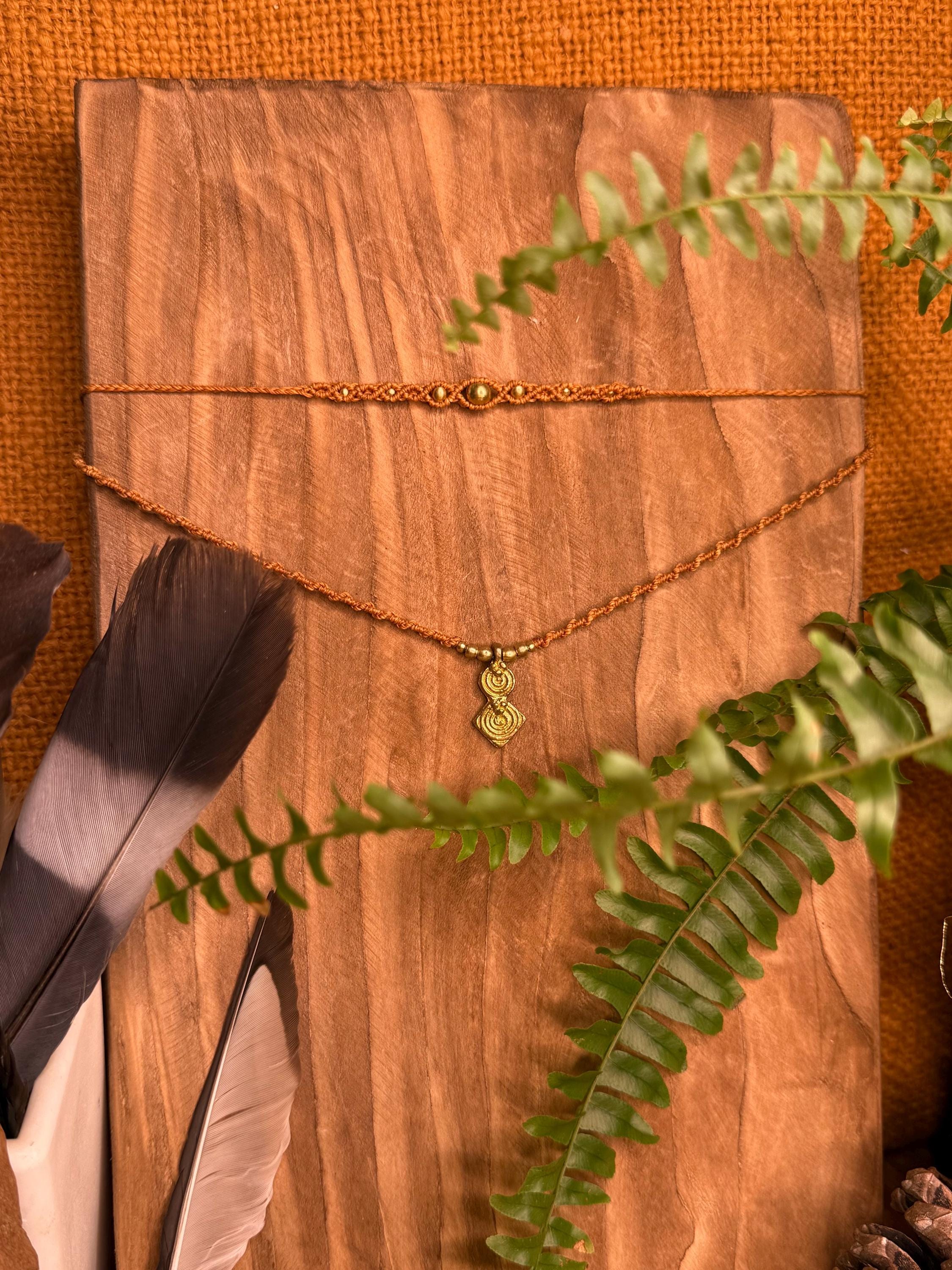 Collier 2 en 1 Tour de cou breloque en laiton (ras de cou - Neckband)