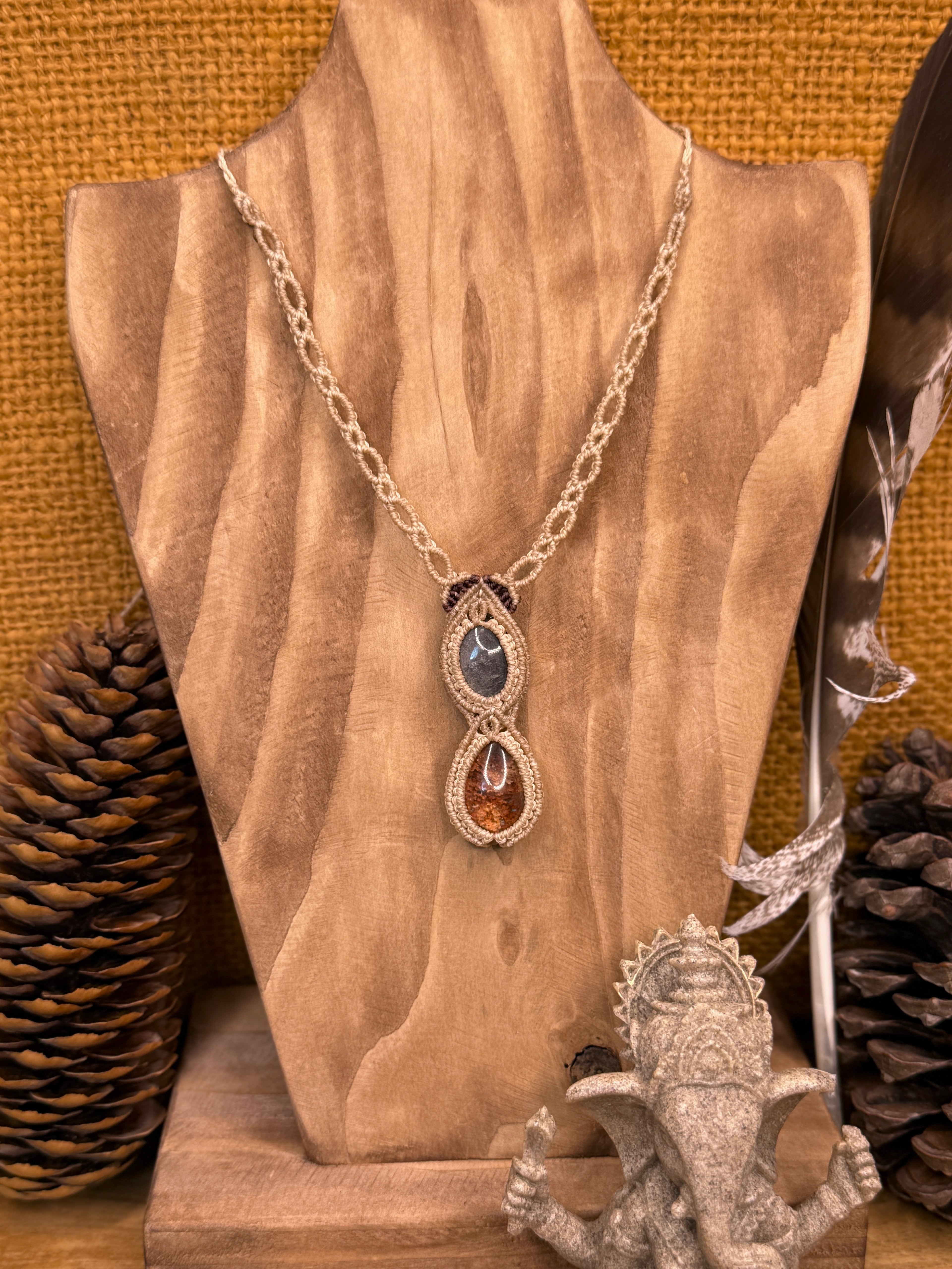 Collier • Lodolite • Obsidienne argenté