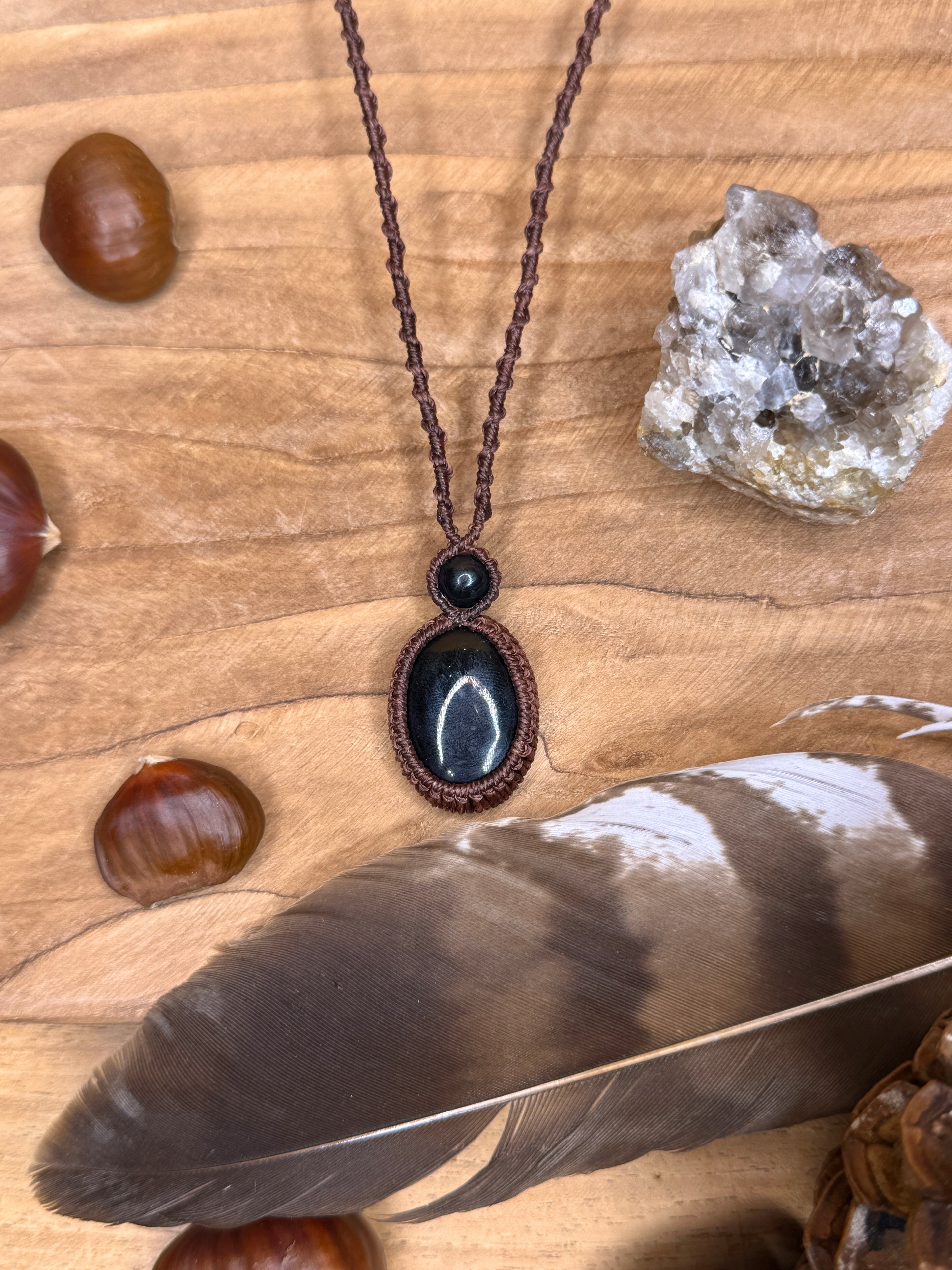 Necklace with two black onyx stones