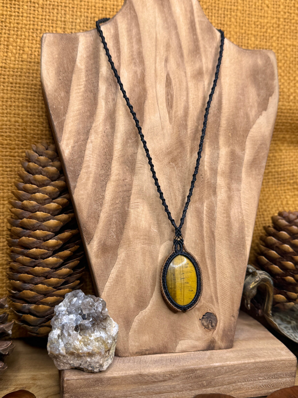 Necklace with two tiger's eye stones