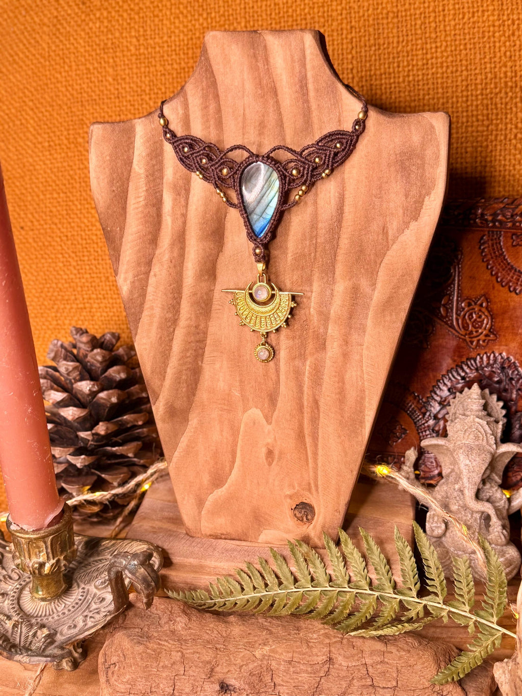 Collier pierre de labradorite • Talisman de protection et d’intuition