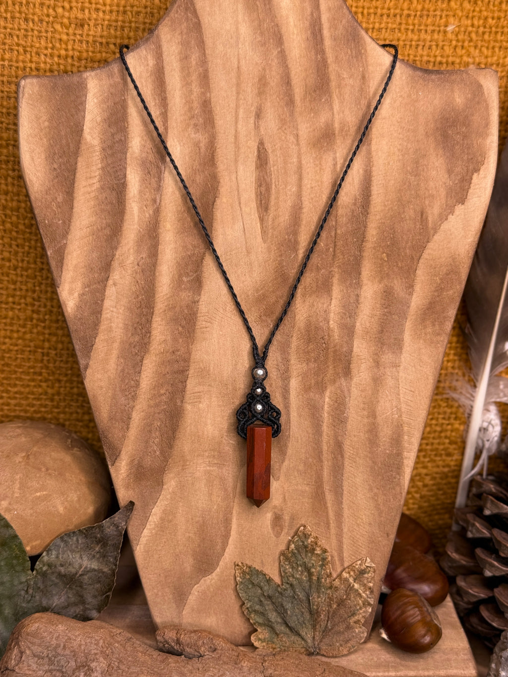 Collier • Pendule • Jaspe Rouge