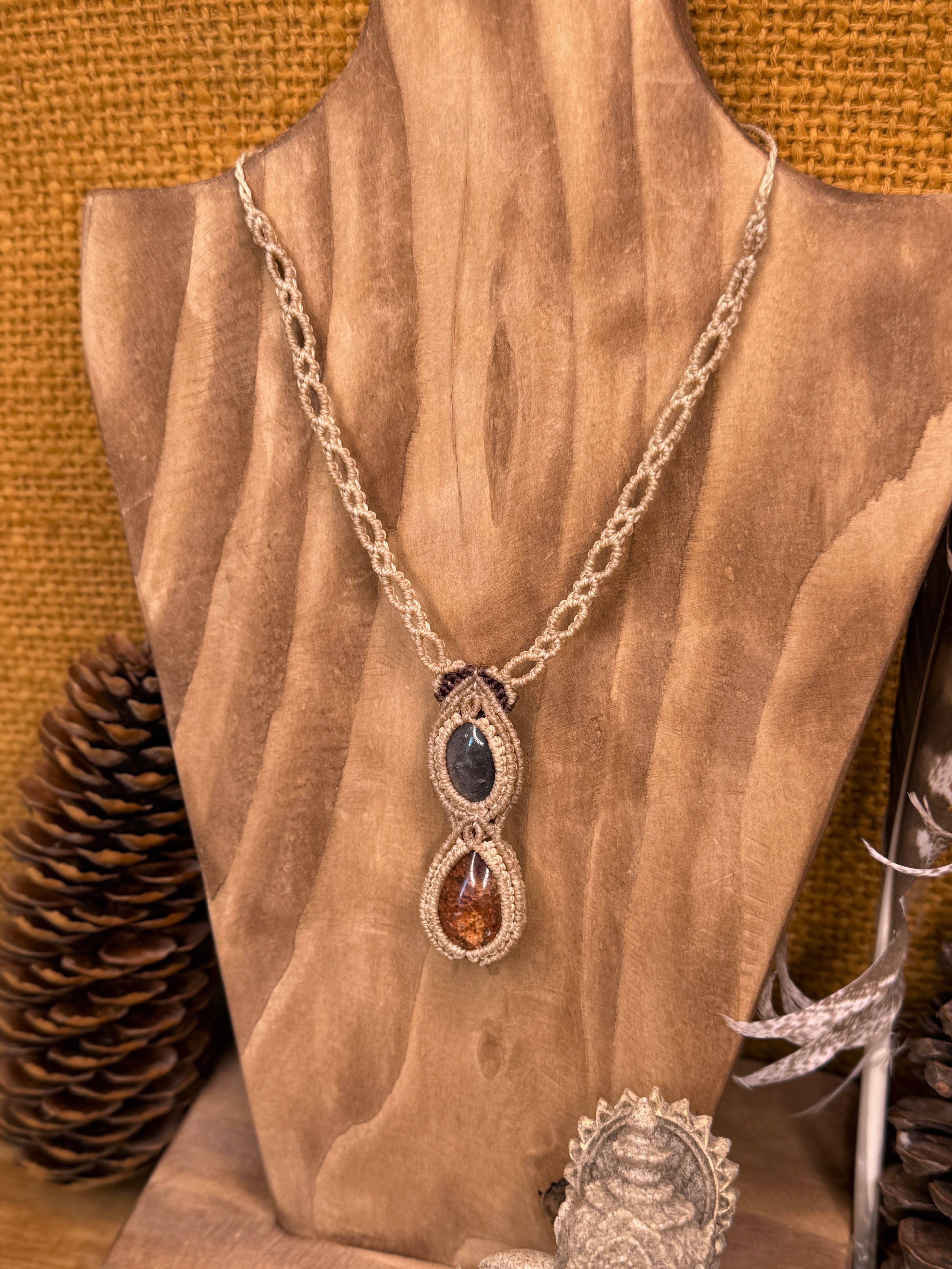 Collier • Lodolite • Obsidienne argenté