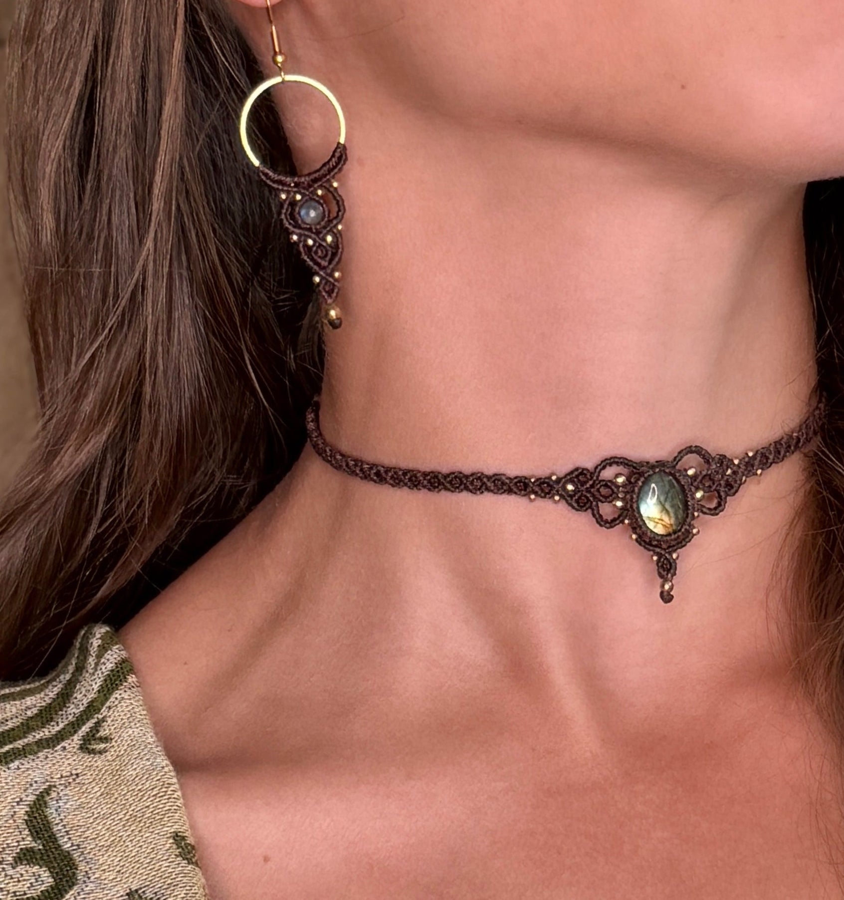 Boucles d’oreilles , perles en pierres naturelles semi-précieuse