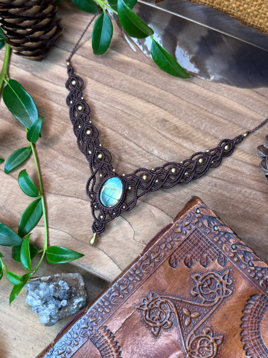 Collier • Labradorite • Marron foncé