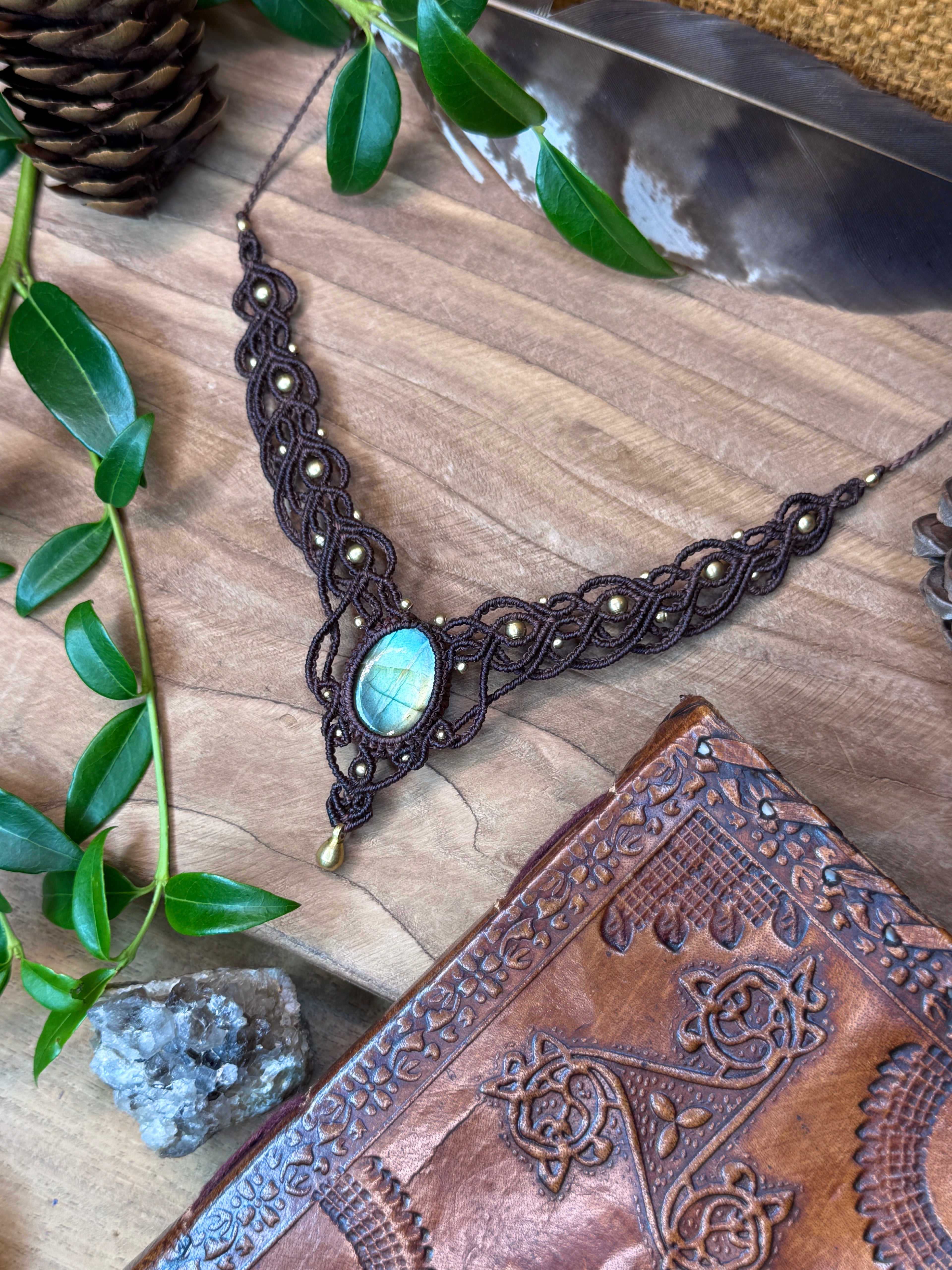 Collier • Labradorite • Marron foncé