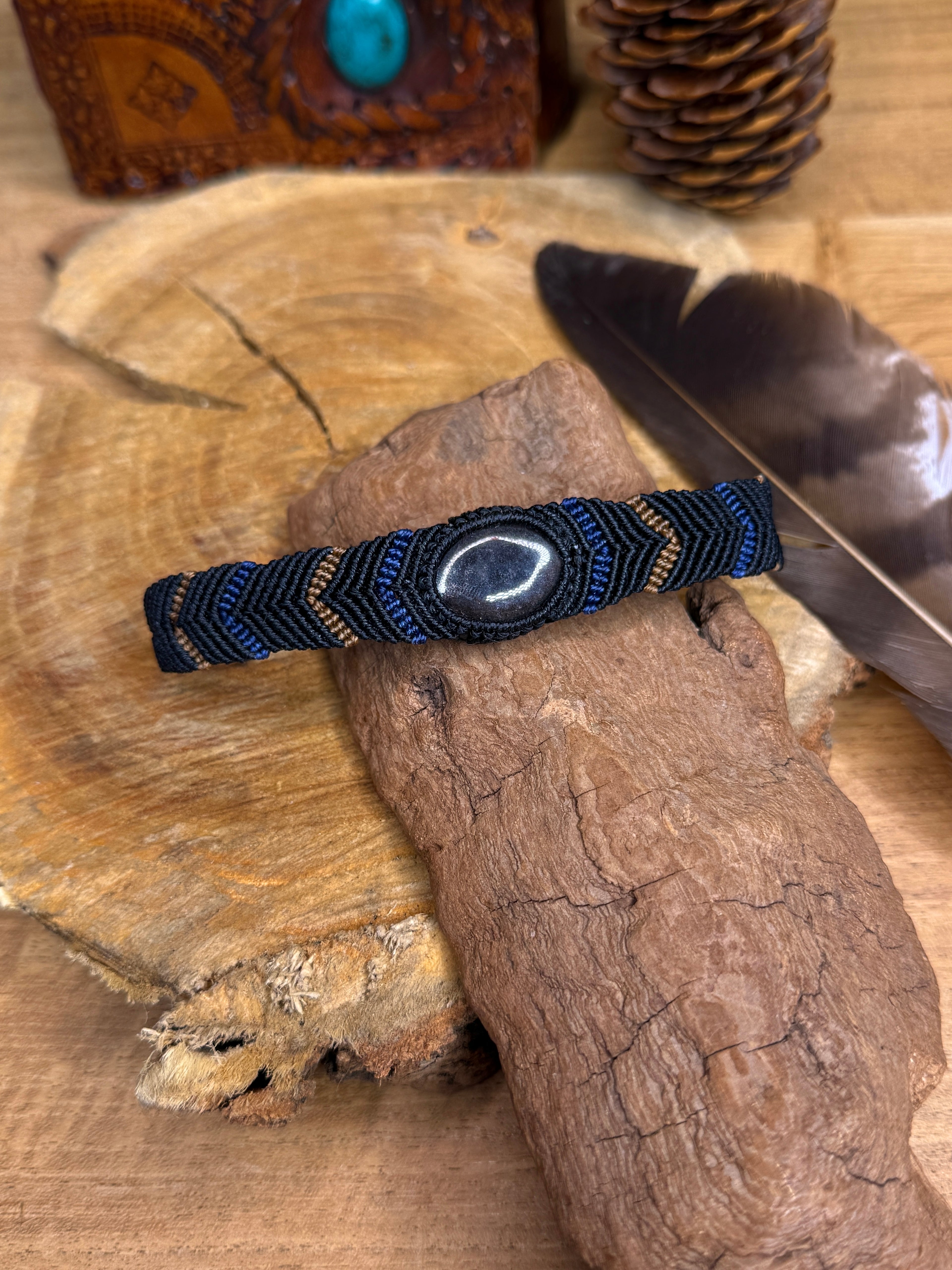 Bracelet • obsidienne argenté