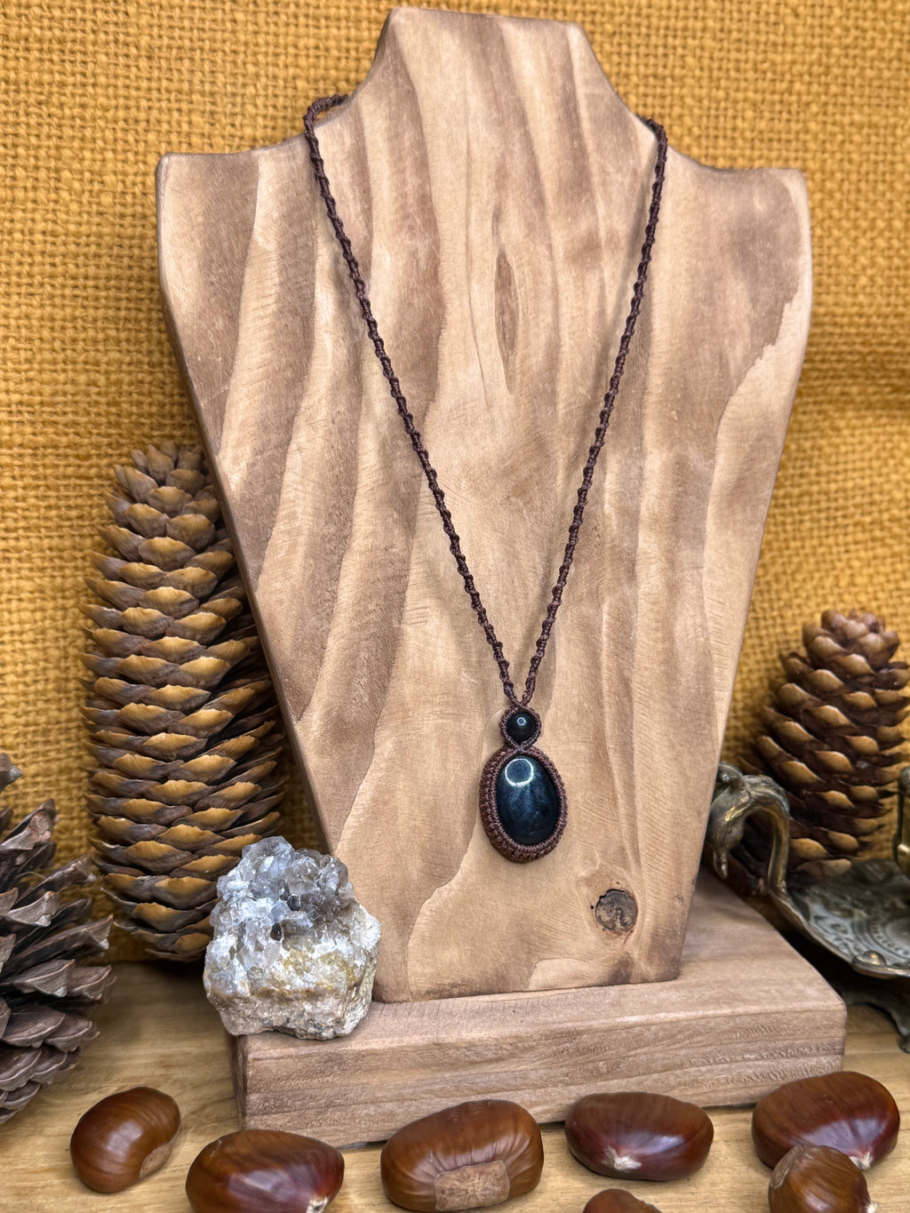 Necklace with two black onyx stones