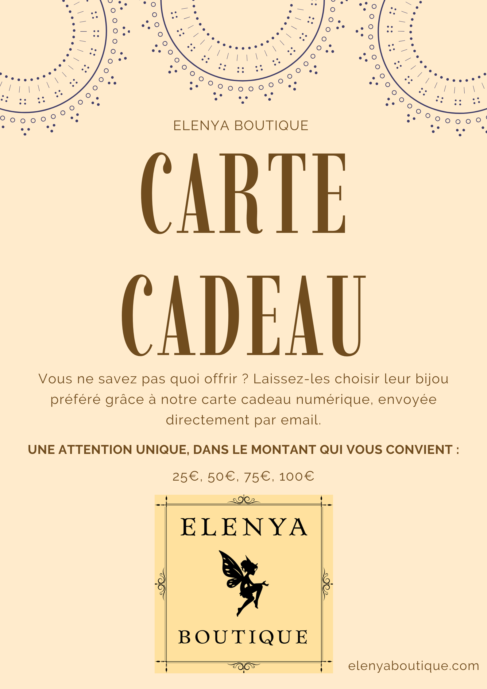 Offrez une Carte Cadeau à partir de 25€ jusqu’à 100€