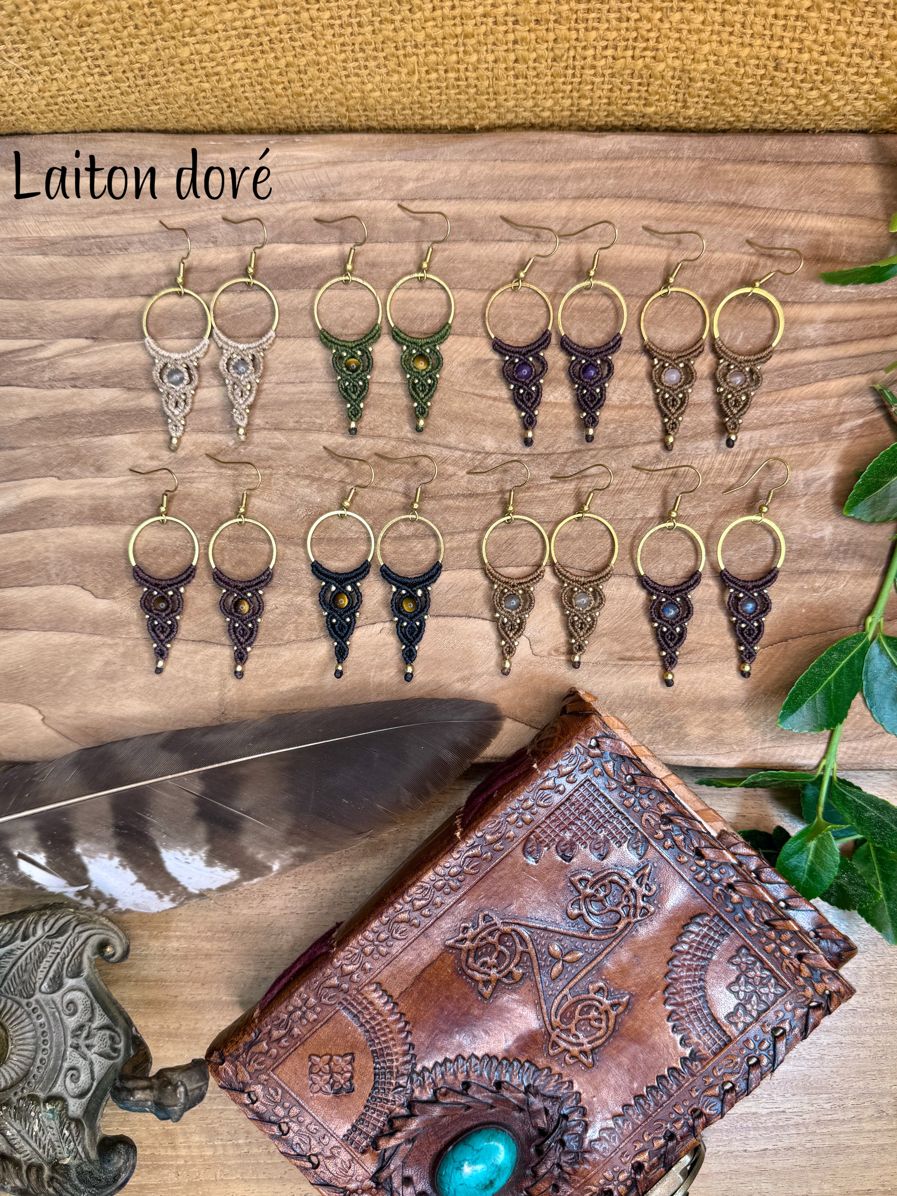 Boucles d’oreilles , perles en pierres naturelles semi-précieuse