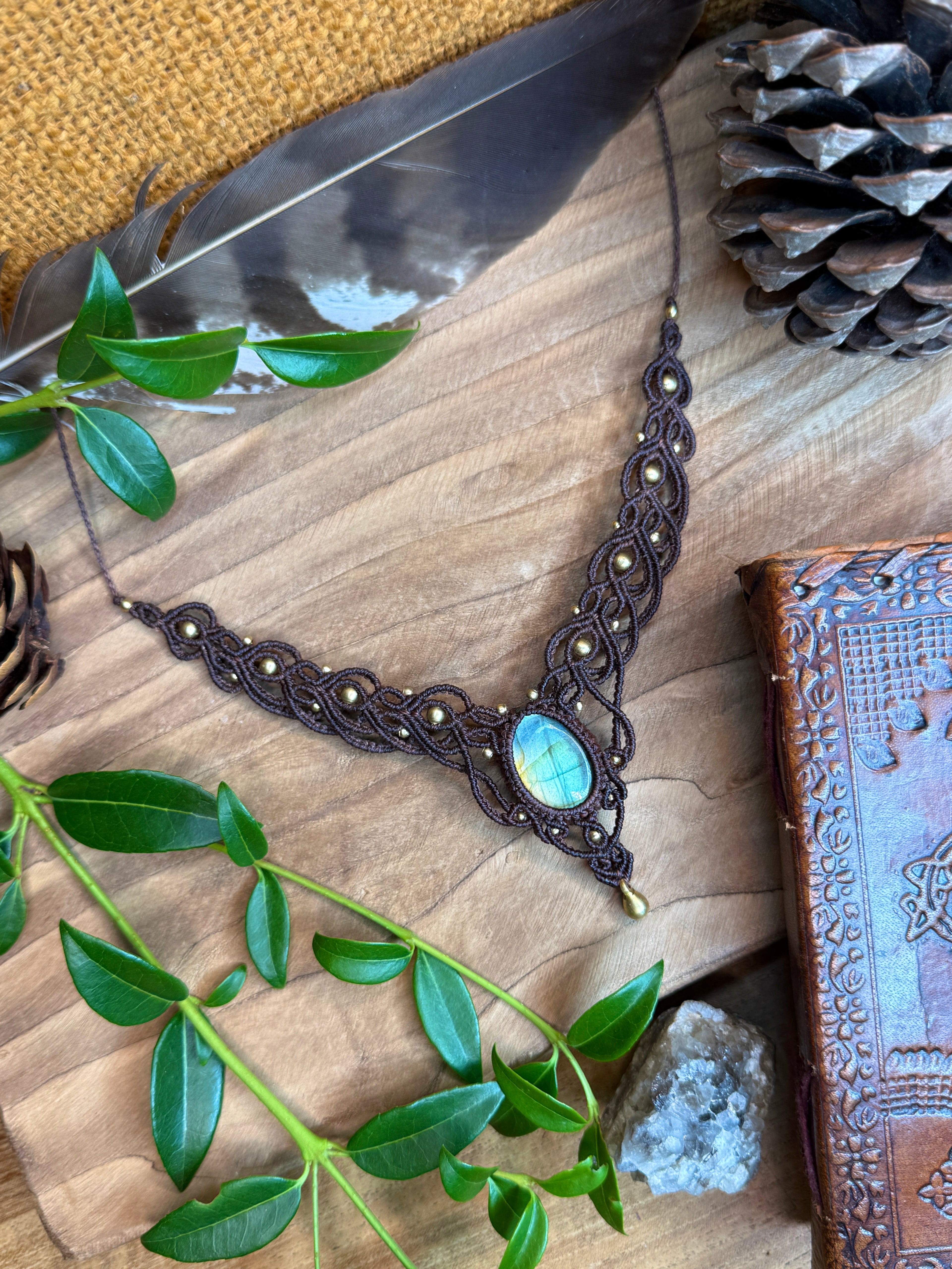 Collier • Labradorite • Marron foncé