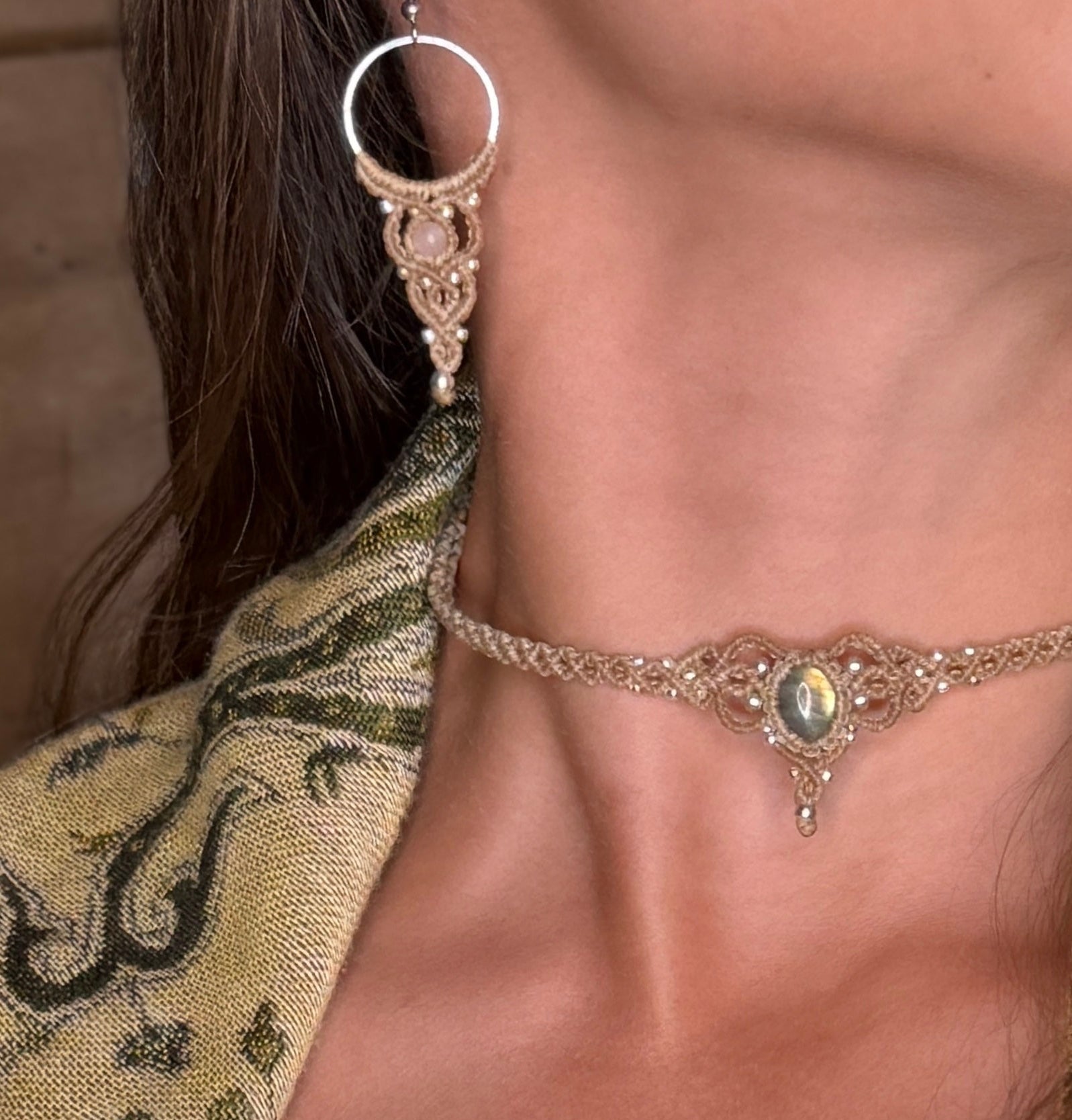Boucles d’oreilles , perles en pierres naturelles semi-précieuse