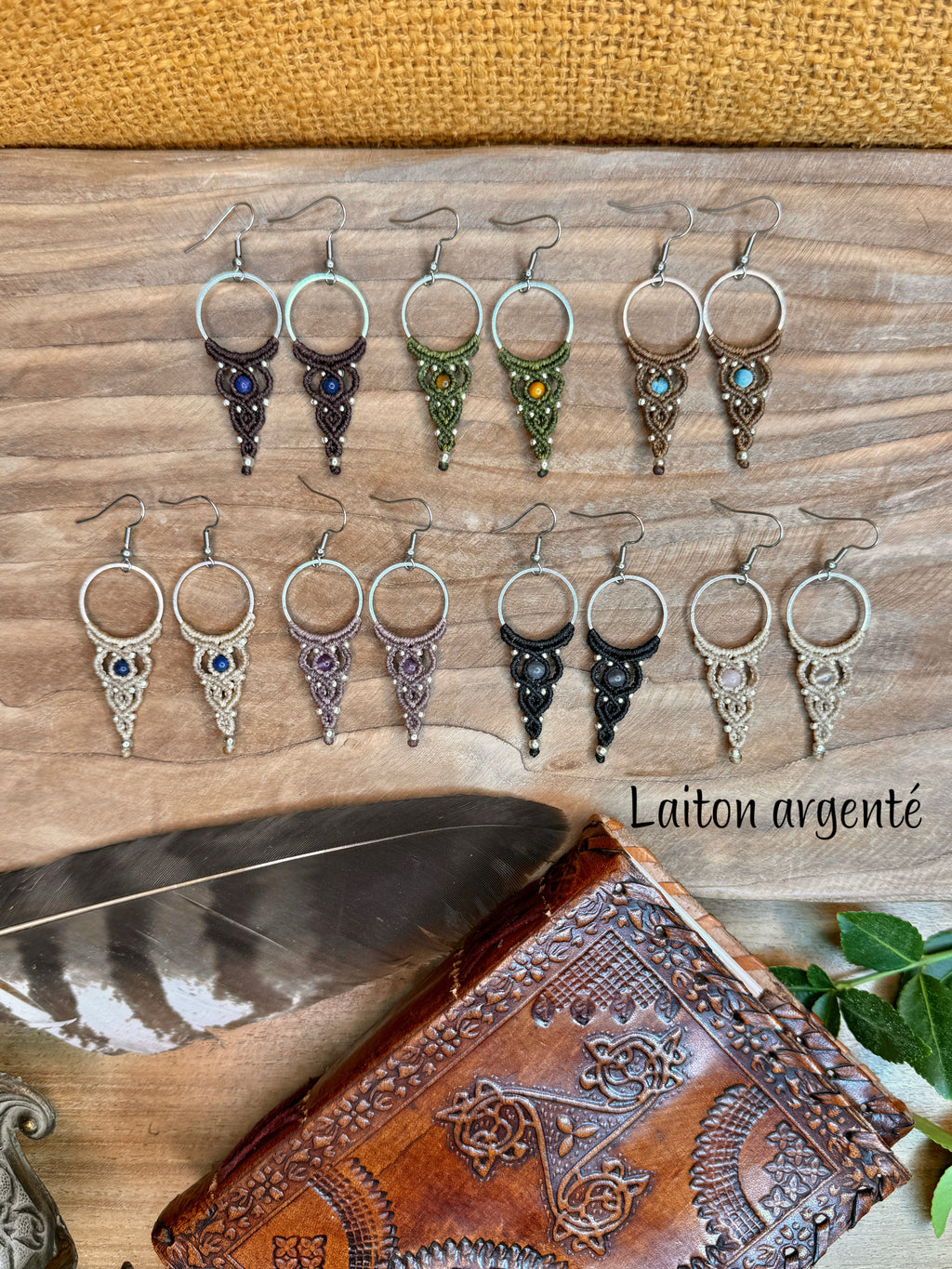 Boucles d’oreilles , perles en pierres naturelles semi-précieuse