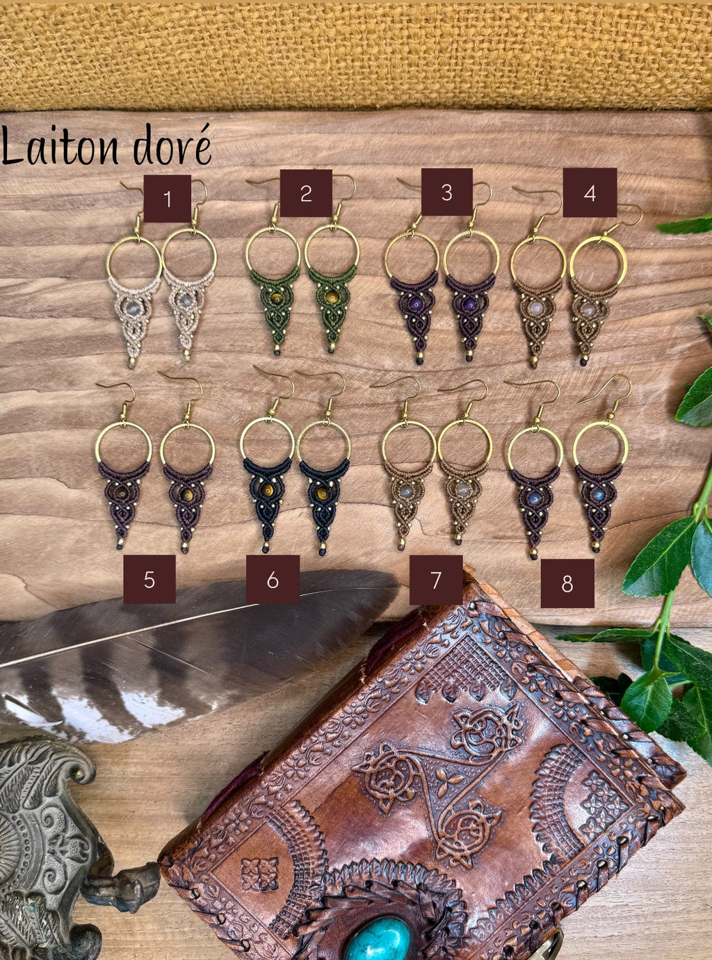 Boucles d’oreilles , perles en pierres naturelles semi-précieuse
