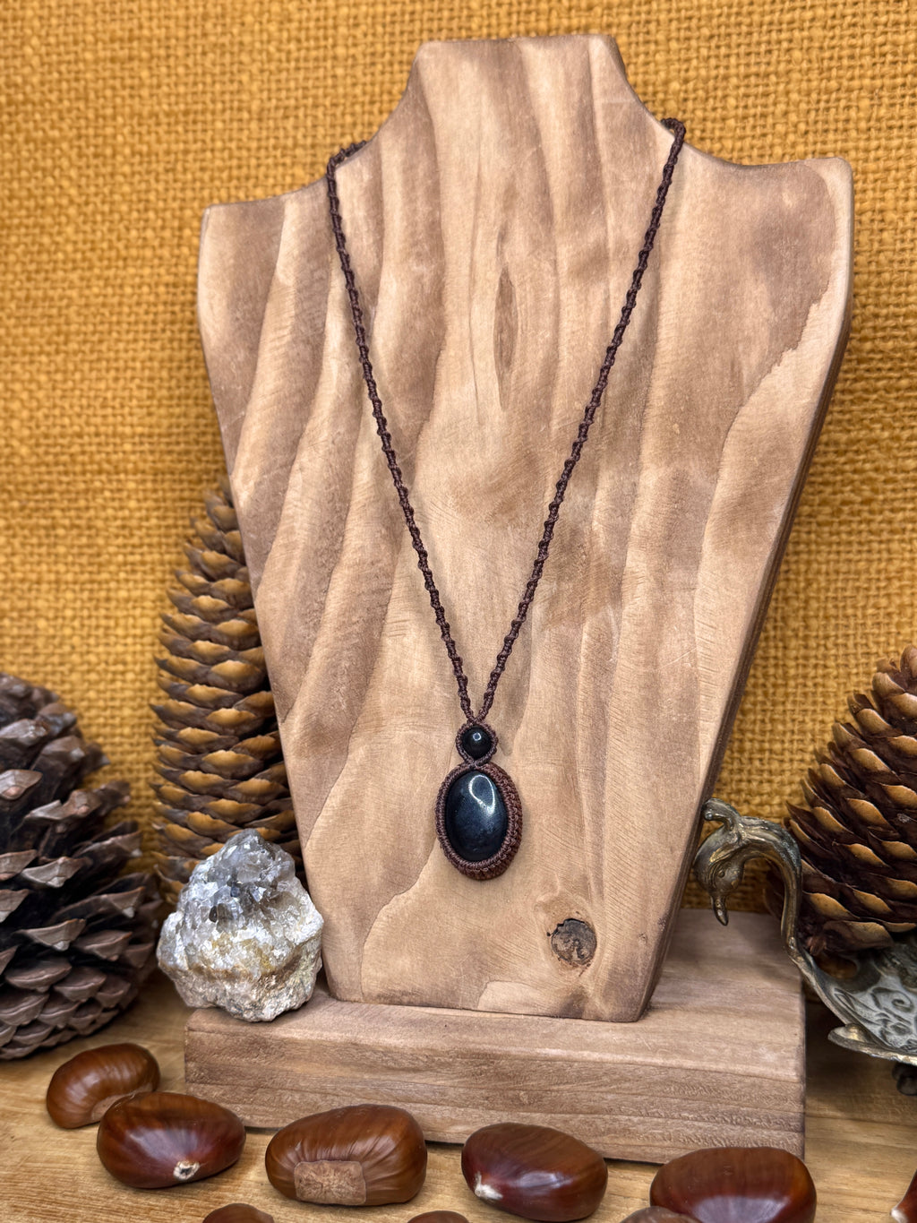 Necklace with two black onyx stones
