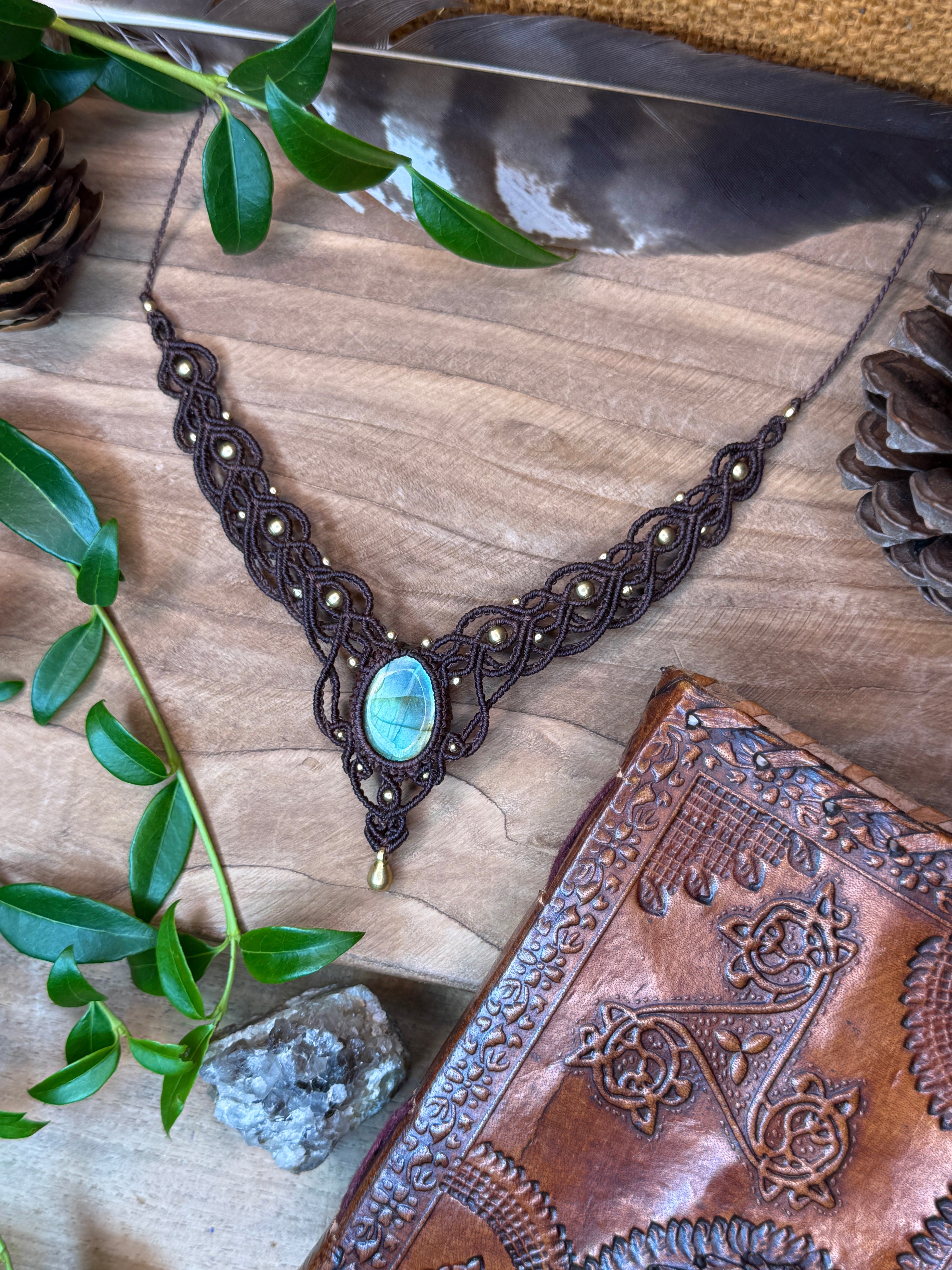 Collier • Labradorite • Marron foncé