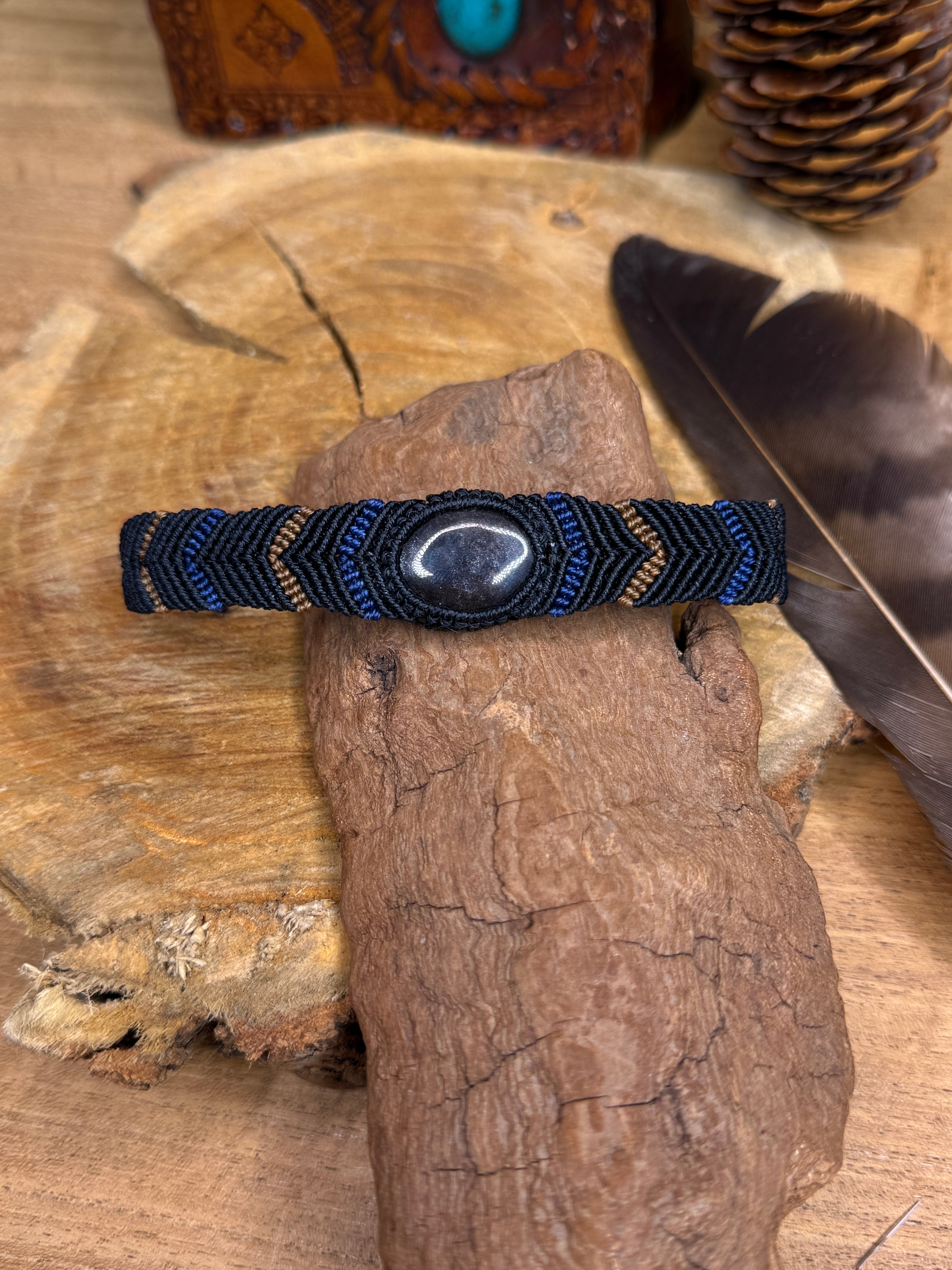 Bracelet • obsidienne argenté