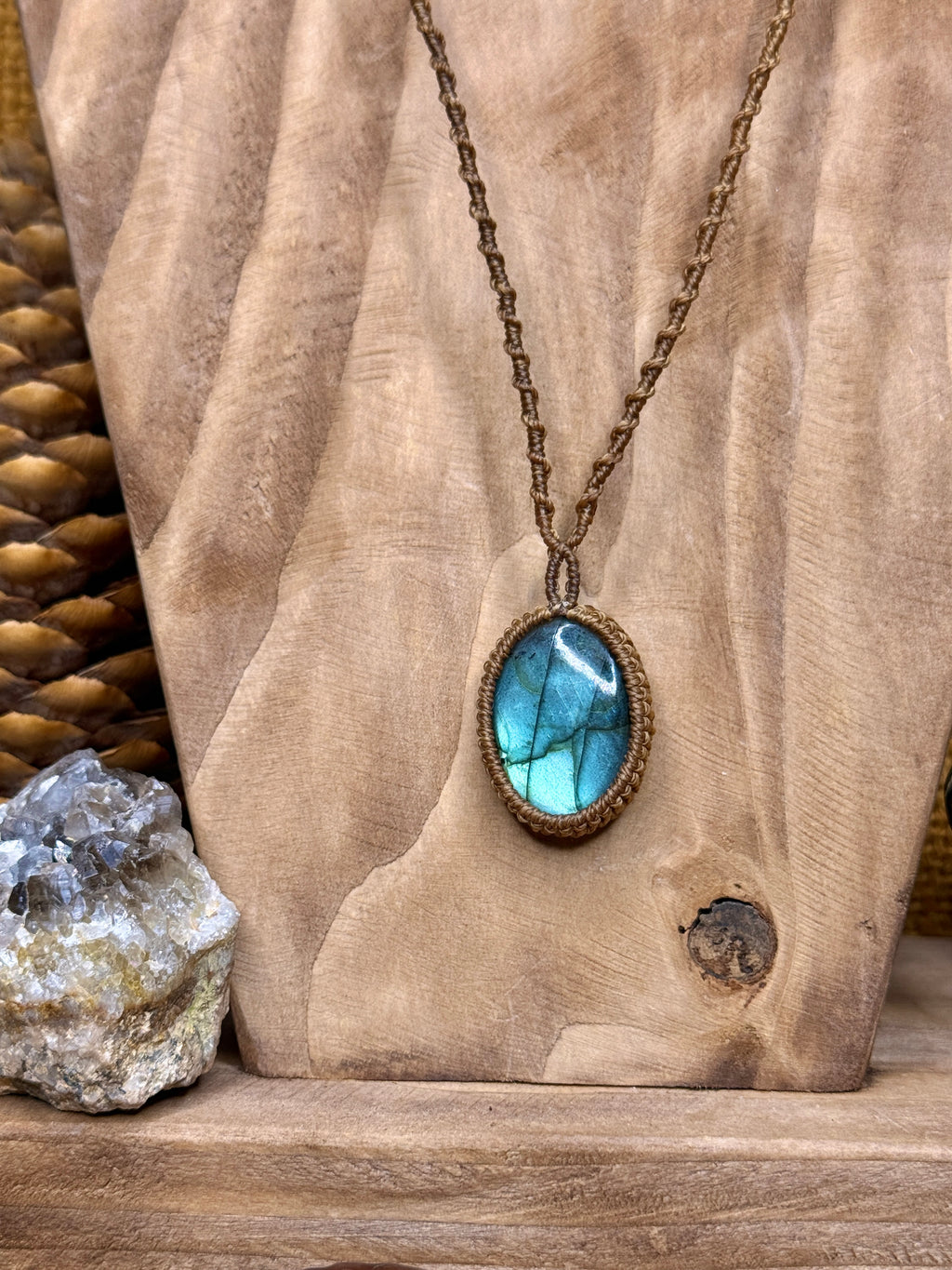 Necklace with a labradorite stone