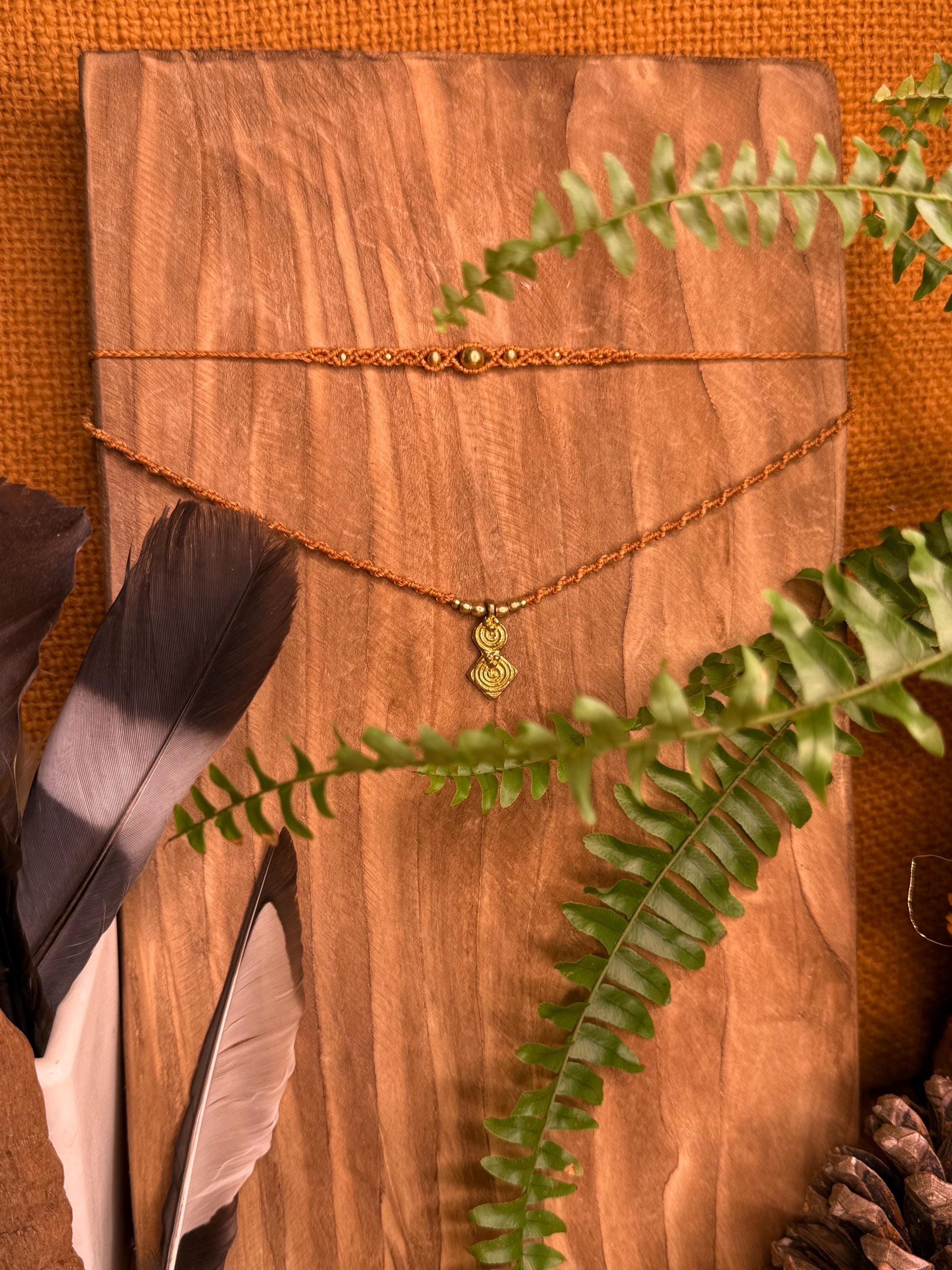 Collier 2 en 1 Tour de cou breloque en laiton (ras de cou - Neckband)