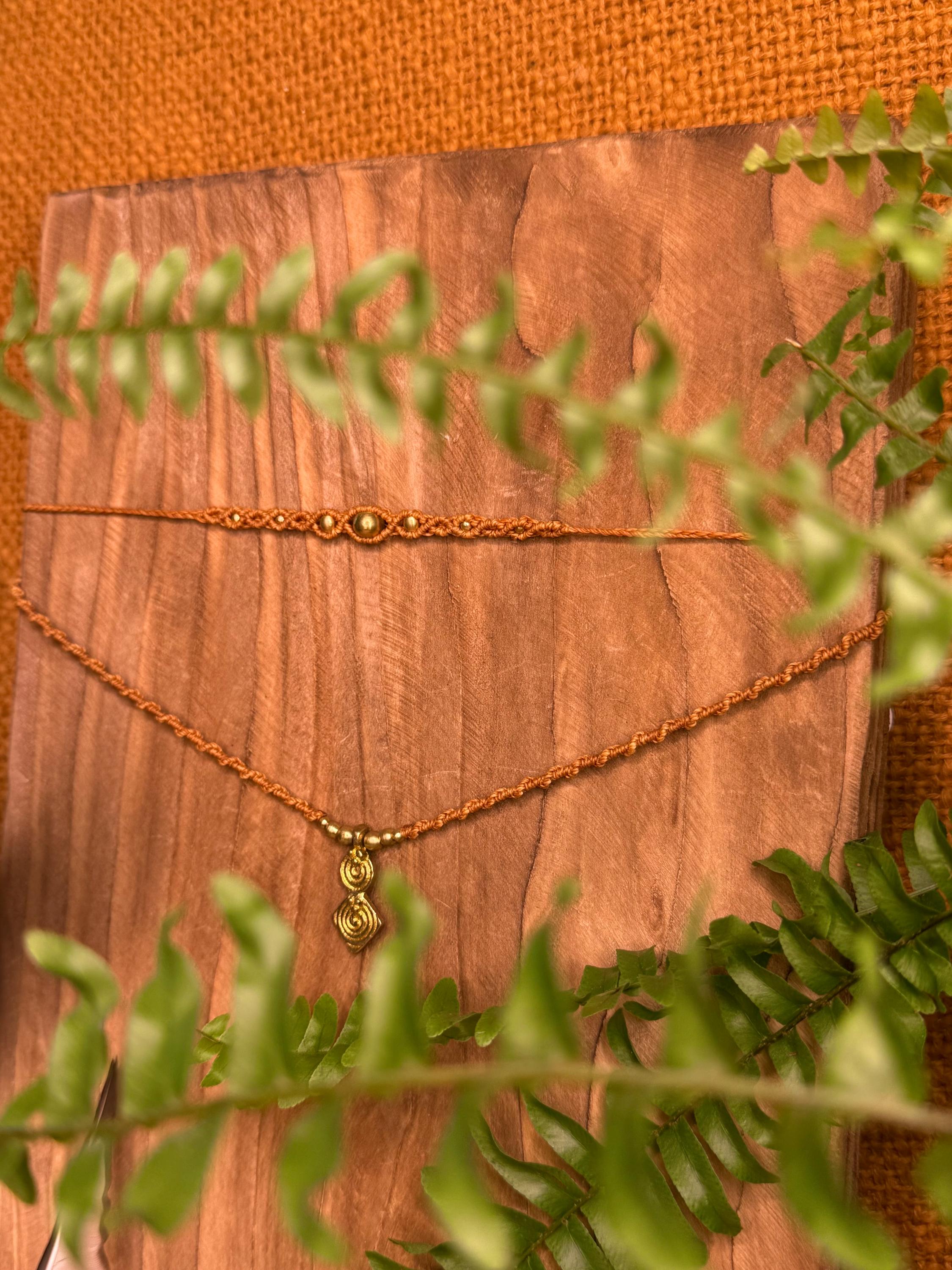 Collier 2 en 1 Tour de cou breloque en laiton (ras de cou - Neckband)