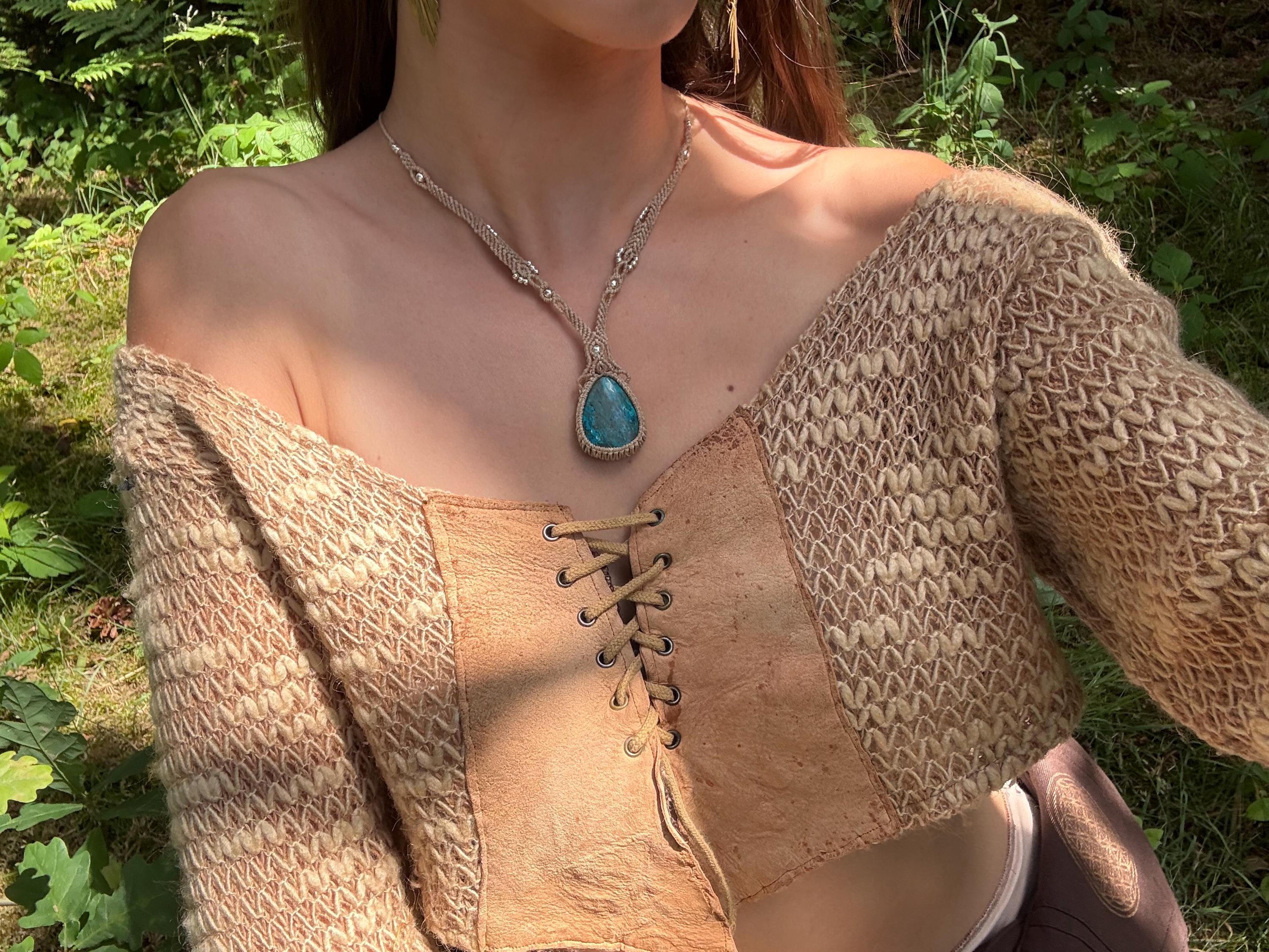 Collier chrysocolle bijou en laiton apaisement équilibre fait main cadeau bien-être bohème - collier hippie - collier amérindien -