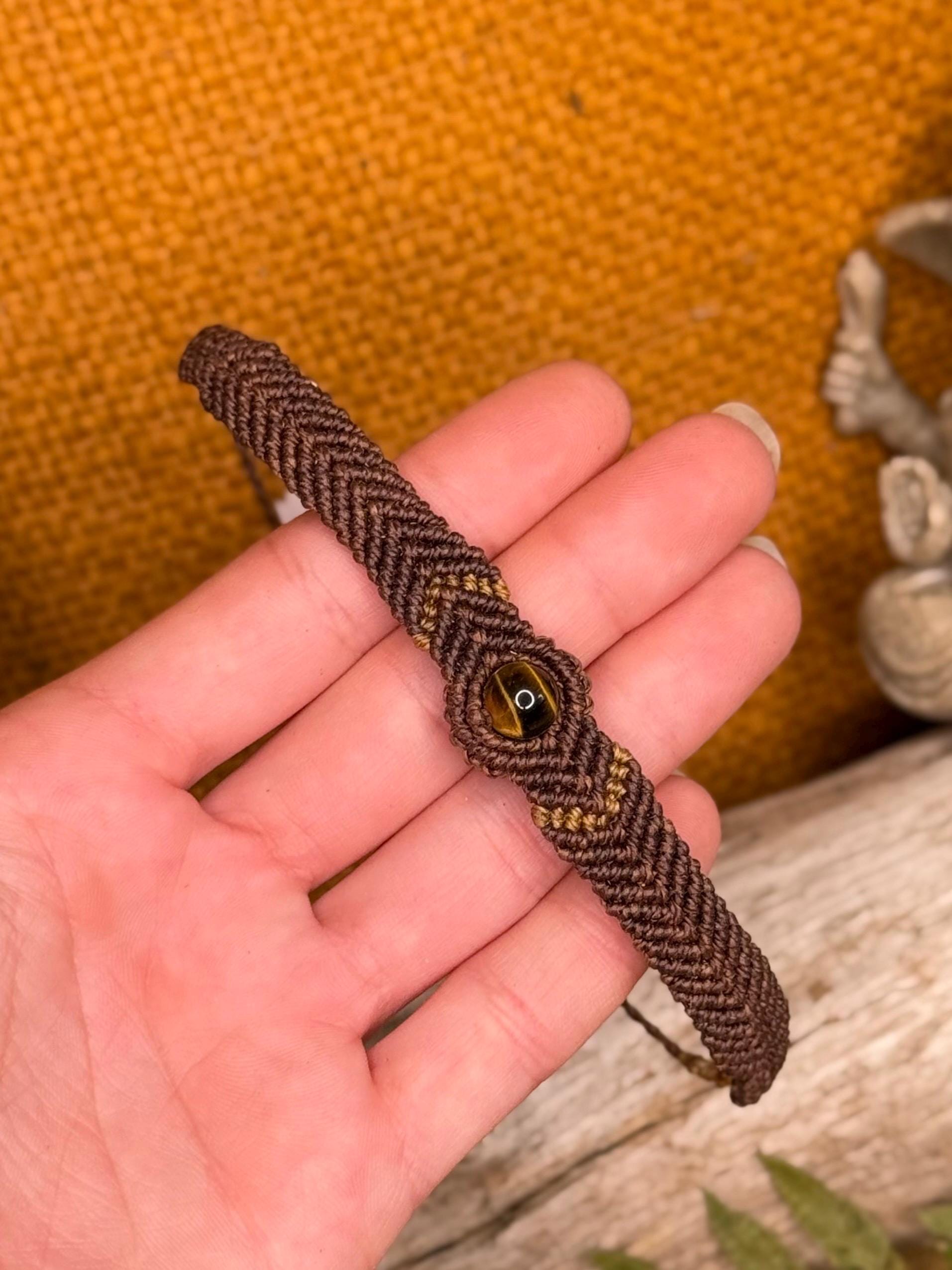 bracelet fait main micro-macramé pierre naturelle œil de tigre - bracelet hippie - bracelet bohème - bracelet homme - bracelet femme - zen
