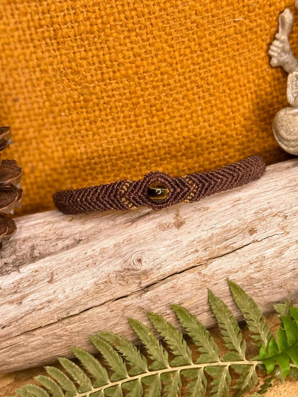 bracelet fait main micro-macramé pierre naturelle œil de tigre - bracelet hippie - bracelet bohème - bracelet homme - bracelet femme - zen