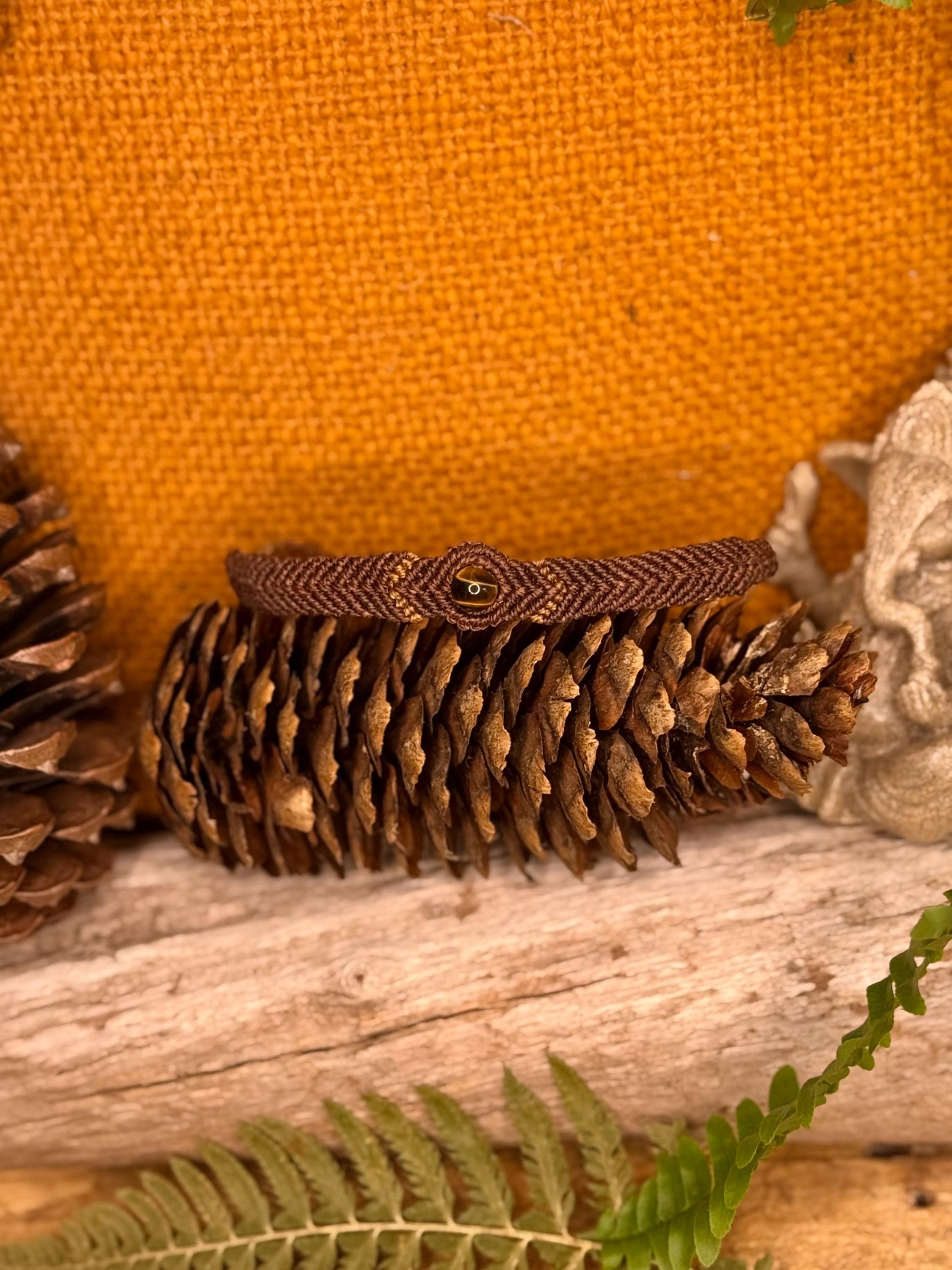 bracelet fait main micro-macramé pierre naturelle œil de tigre - bracelet hippie - bracelet bohème - bracelet homme - bracelet femme - zen