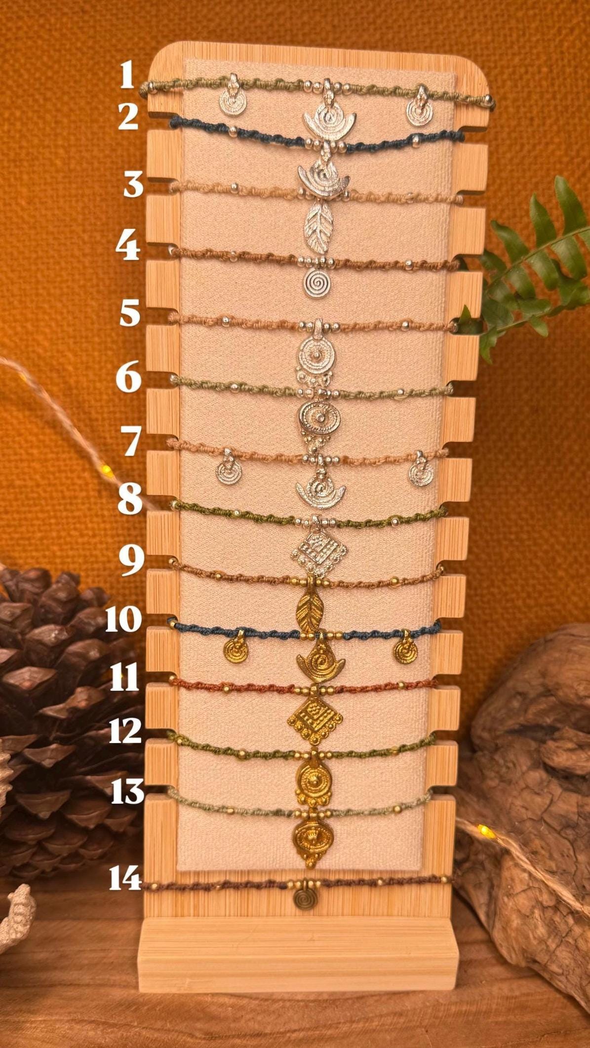 Bracelet fait main en micro-macramé et laiton - bracelet à perle - bracelet hippie - bracelet bohème - bracelet femme