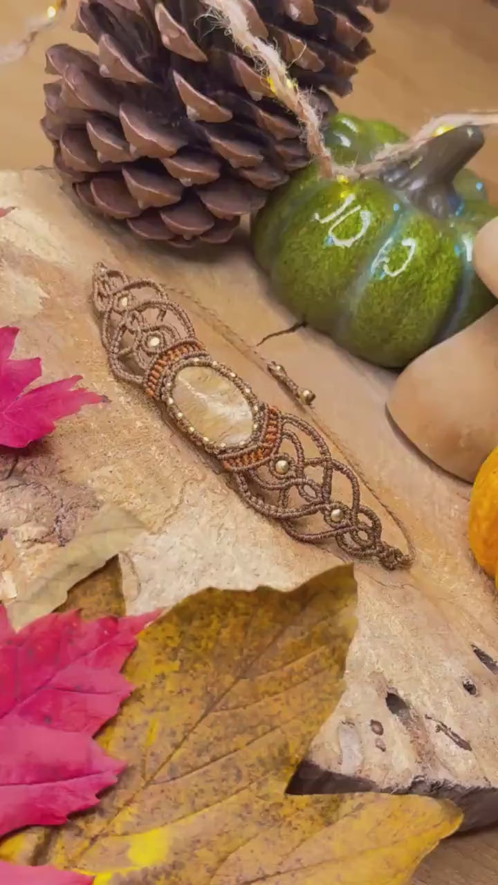 bracelet fait main micro-macramé pierre naturelle jaspe paysage - bracelet hippie - bracelet bohème cadeau énergétique