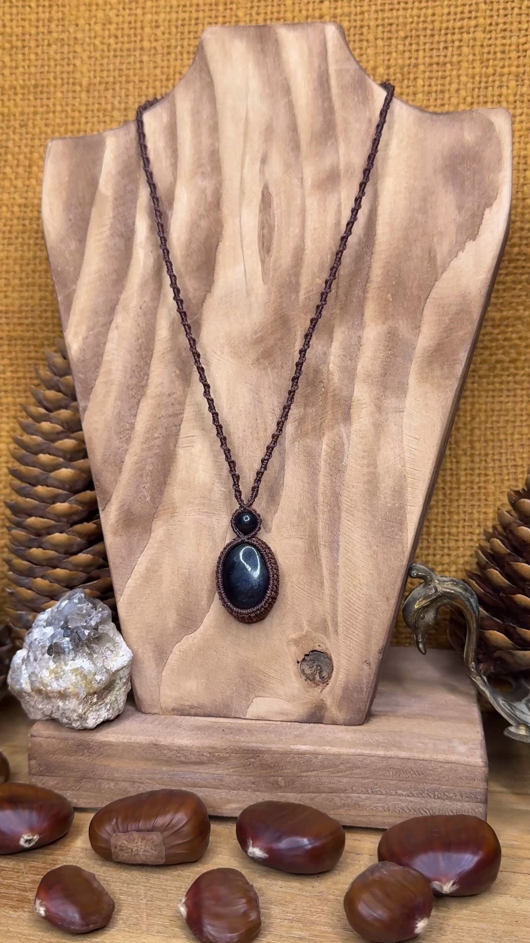 Necklace with two black onyx stones