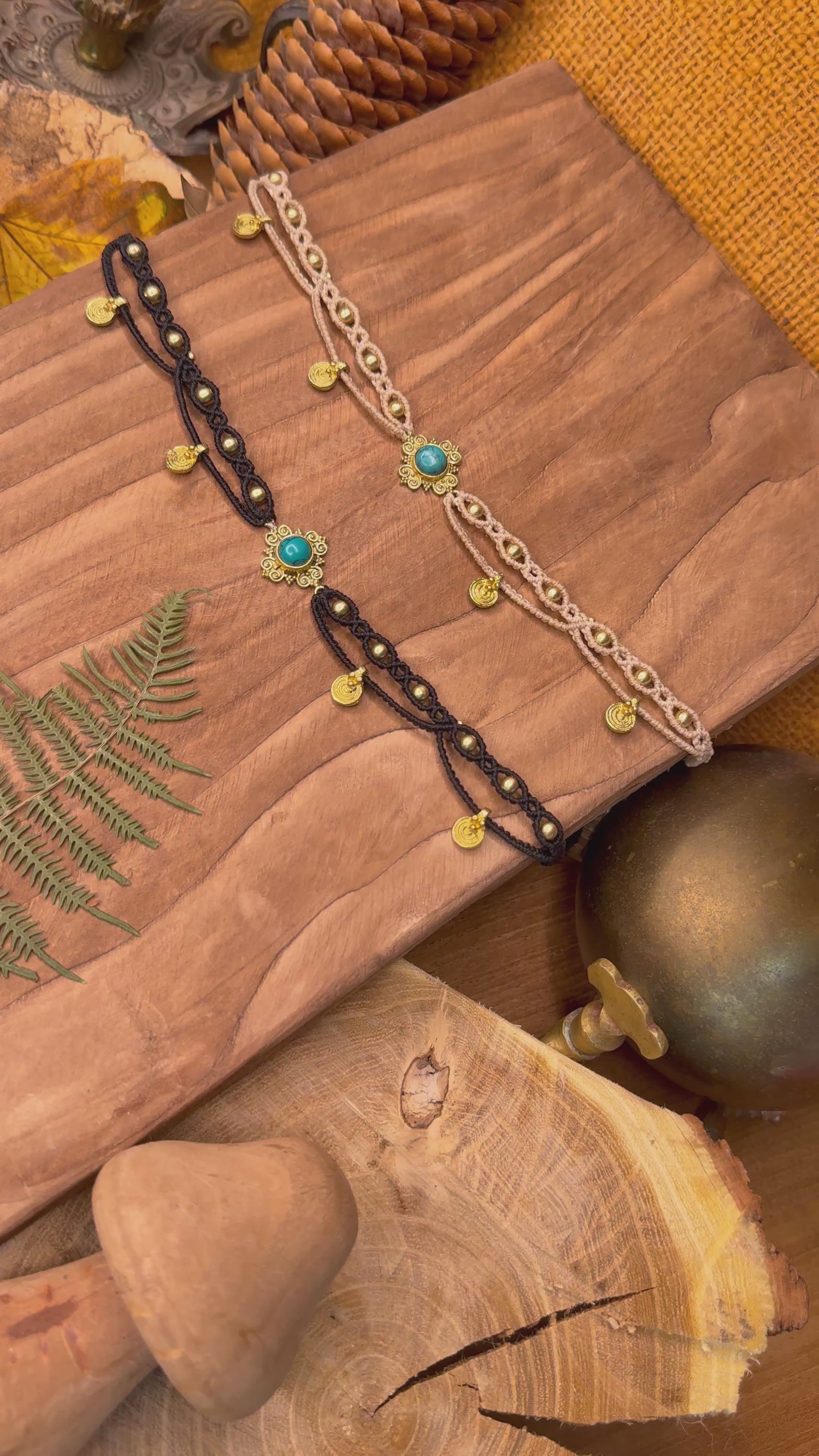 Medieval Renaissance Diadem • Choker • Brass and Turquoise Charm (Neckband)